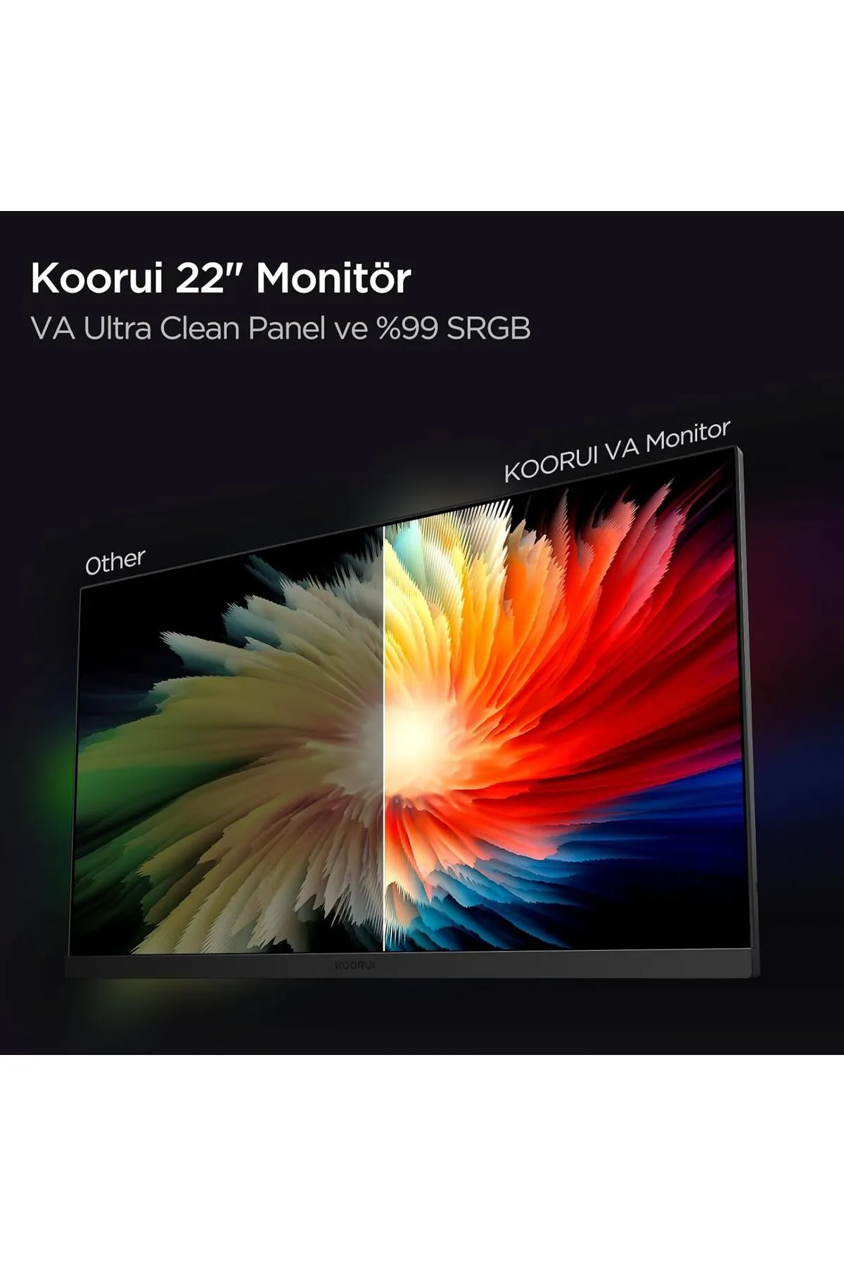 Koorui Monitör 21.5 inç 22N1 75Hz Fhd1920*1080 Uyumlu 6ms Va Hdmi 1.4 * 1 Vesa 178°Görme Açısı 75 * 75mm