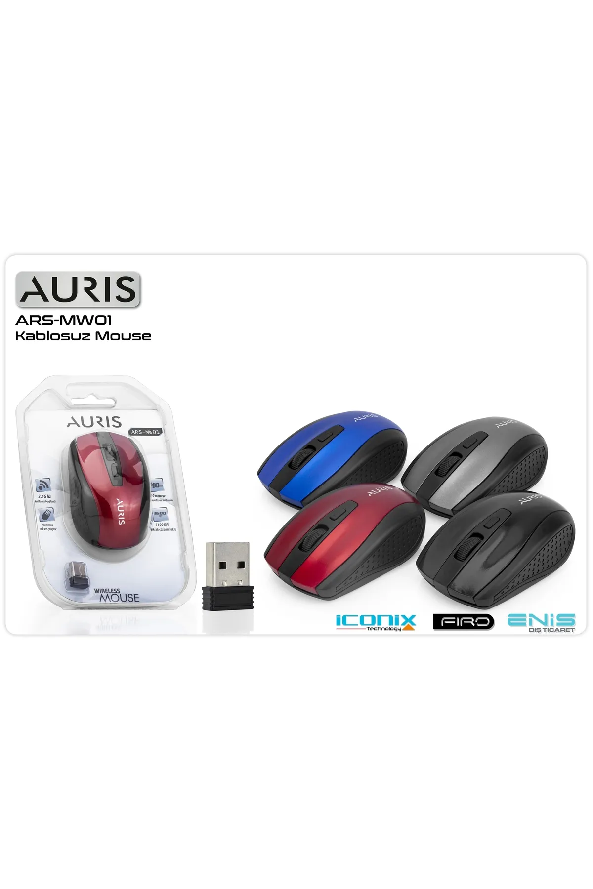 Auris Mouse Kablosuz Auris ARS-MW01 Gri