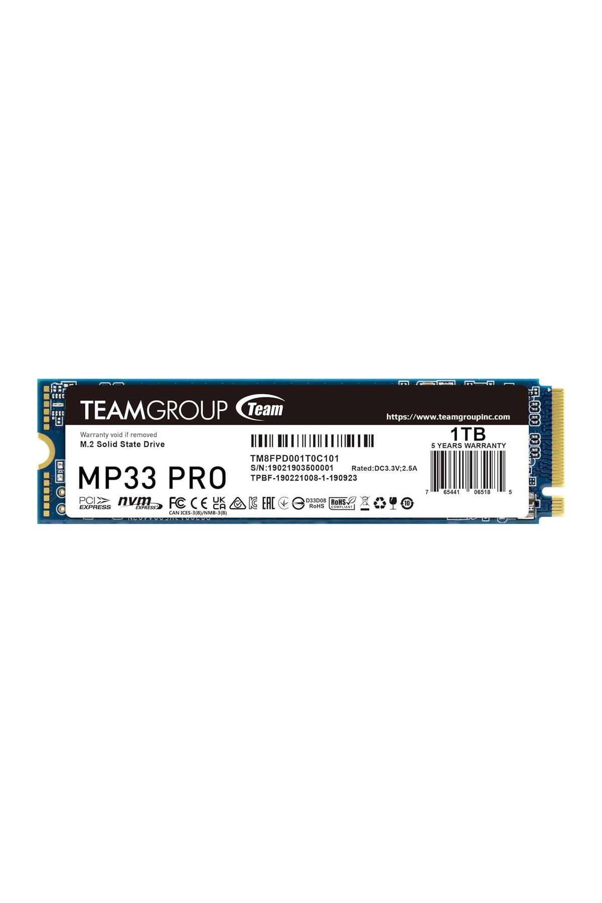 TEAM Mp33 Pro 1tb 2400/2100mb/s Tm8fpd001t0c101 Nvme Pcıe Gen3x4 M.2 Ssd