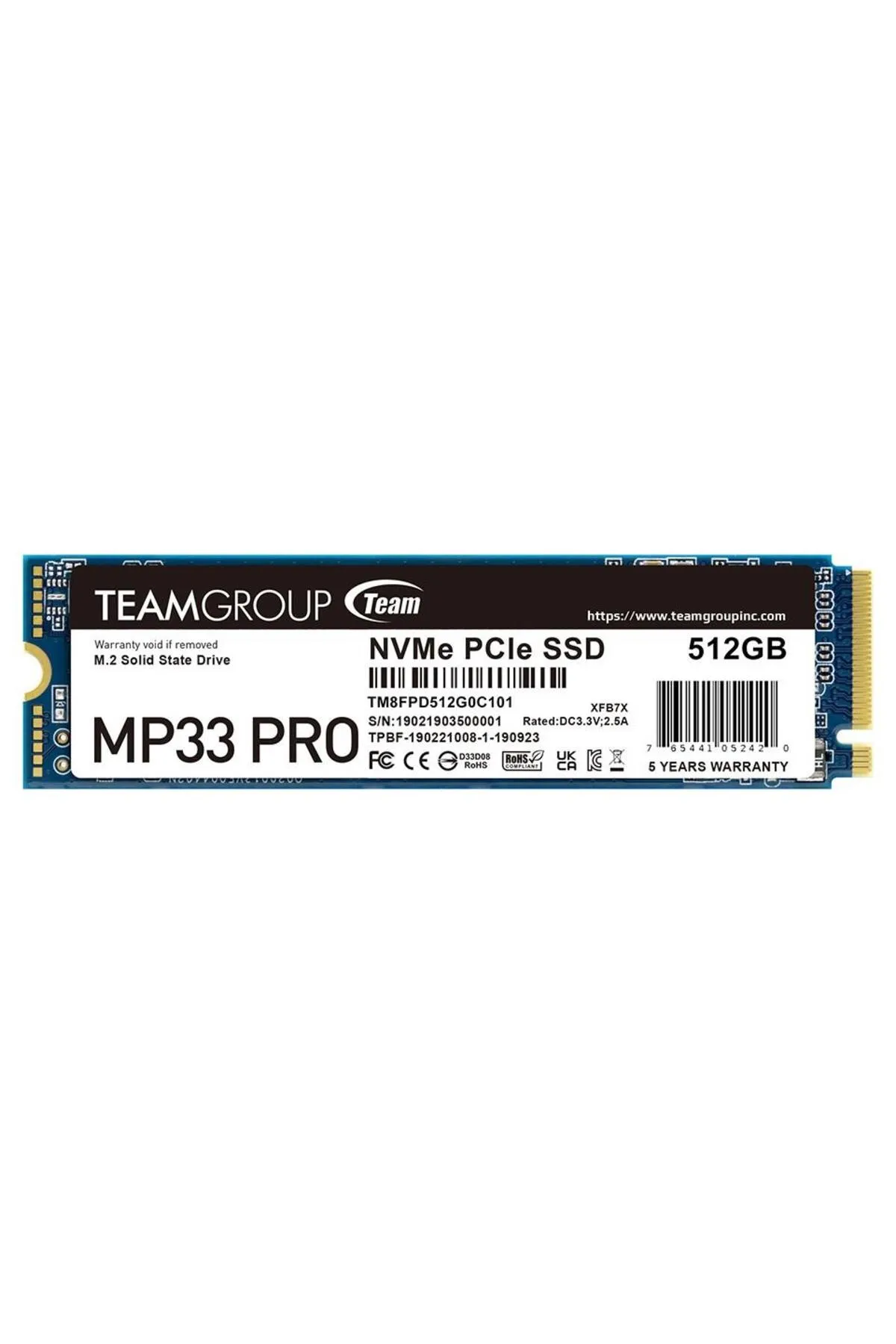 TEAM MP33 Pro 512GB 2400/2000MB/s NVMe PCIe Gen3x4 M.2 SSD Disk