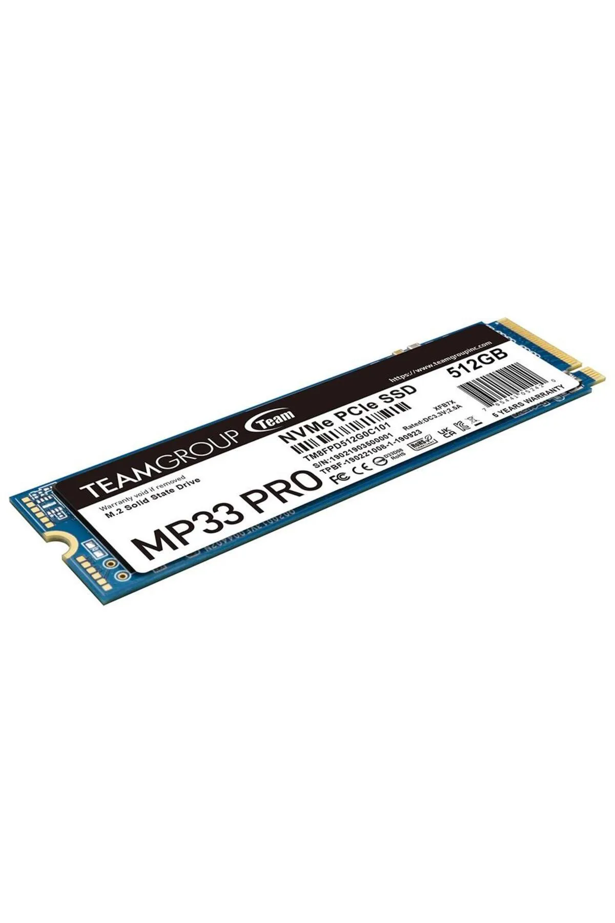 TEAM MP33 Pro 512GB 2400/2000MB/s NVMe PCIe Gen3x4 M.2 SSD Disk