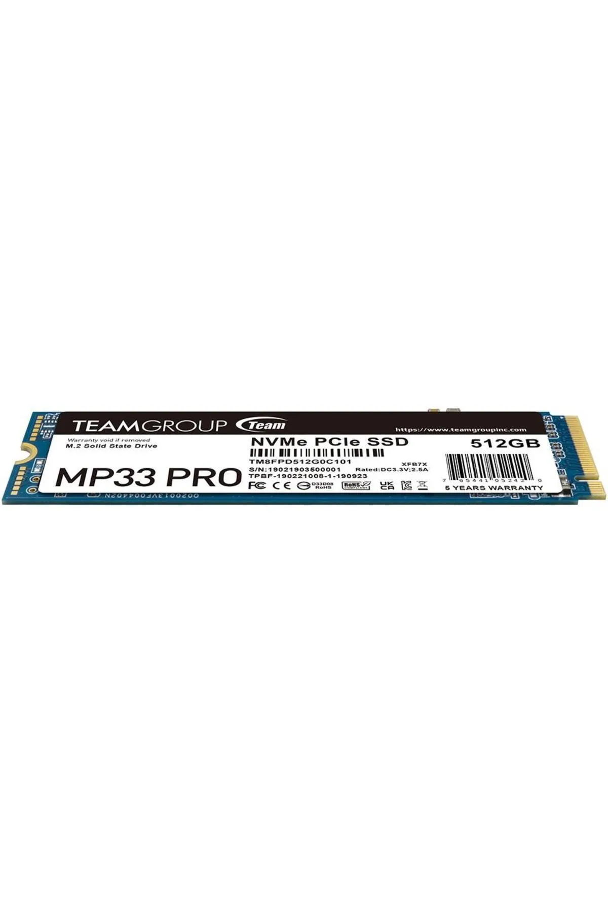 TEAM MP33 Pro 512GB 2400/2000MB/s NVMe PCIe Gen3x4 M.2 SSD Disk