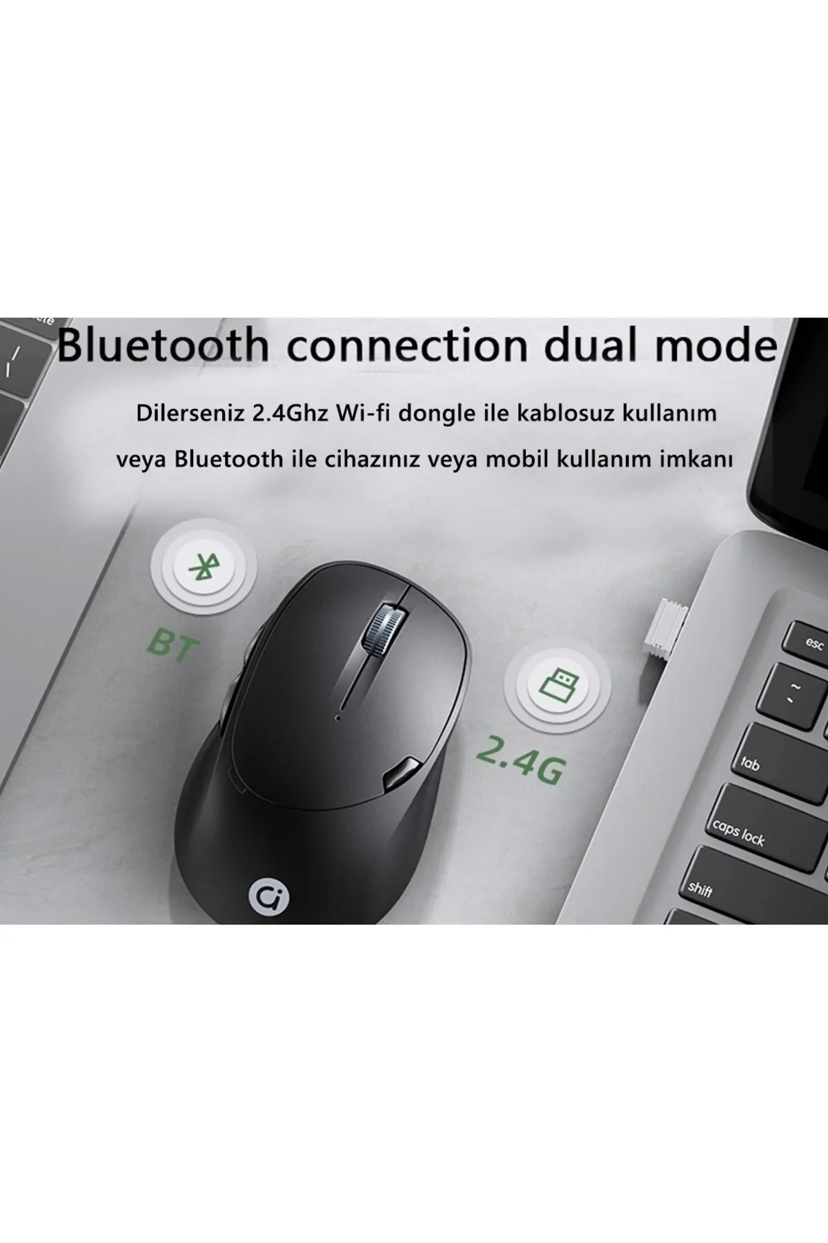 Adol Ms012 Bluetooth & Wireless Kablosuz Şarjlı Mouse Siyah