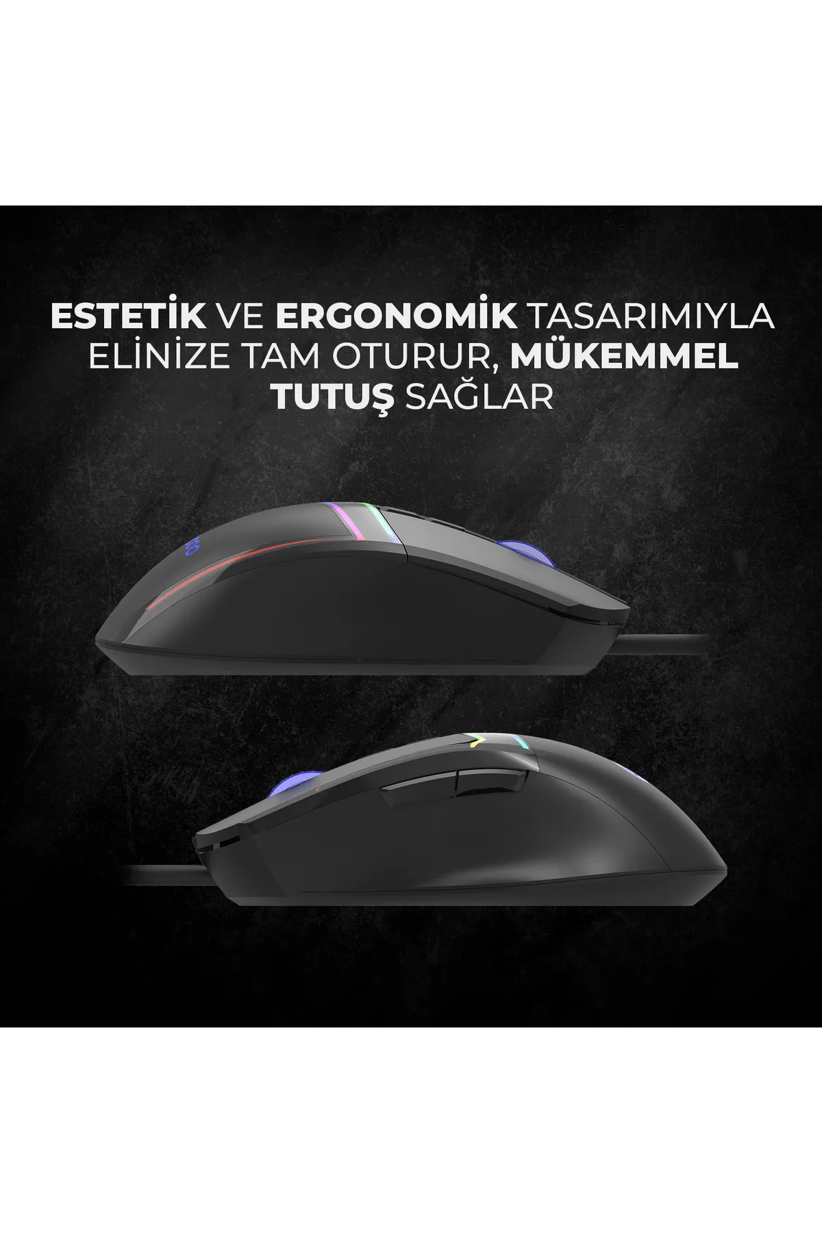 Lecoo Ms106 Kablolu Rgb Led Aydınlatmalı 3200dpı 7 Tuşlu Gaming Optik Mouse Siyah