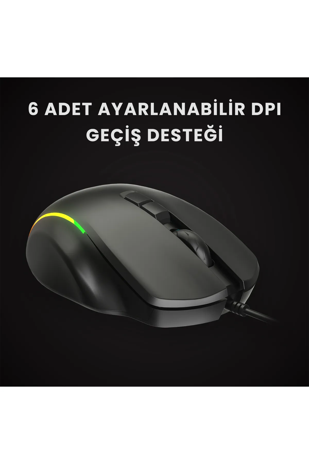 Lecoo Ms140 Kablolu 6400dpı 10 Makro Tuşlu Rgb Led Aydınlatmalı Gaming Optik Mouse Siyah