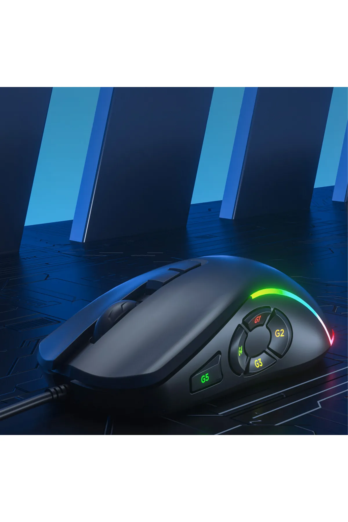 Lecoo Ms140 Kablolu 6400dpı 10 Makro Tuşlu Rgb Led Aydınlatmalı Gaming Optik Mouse Siyah