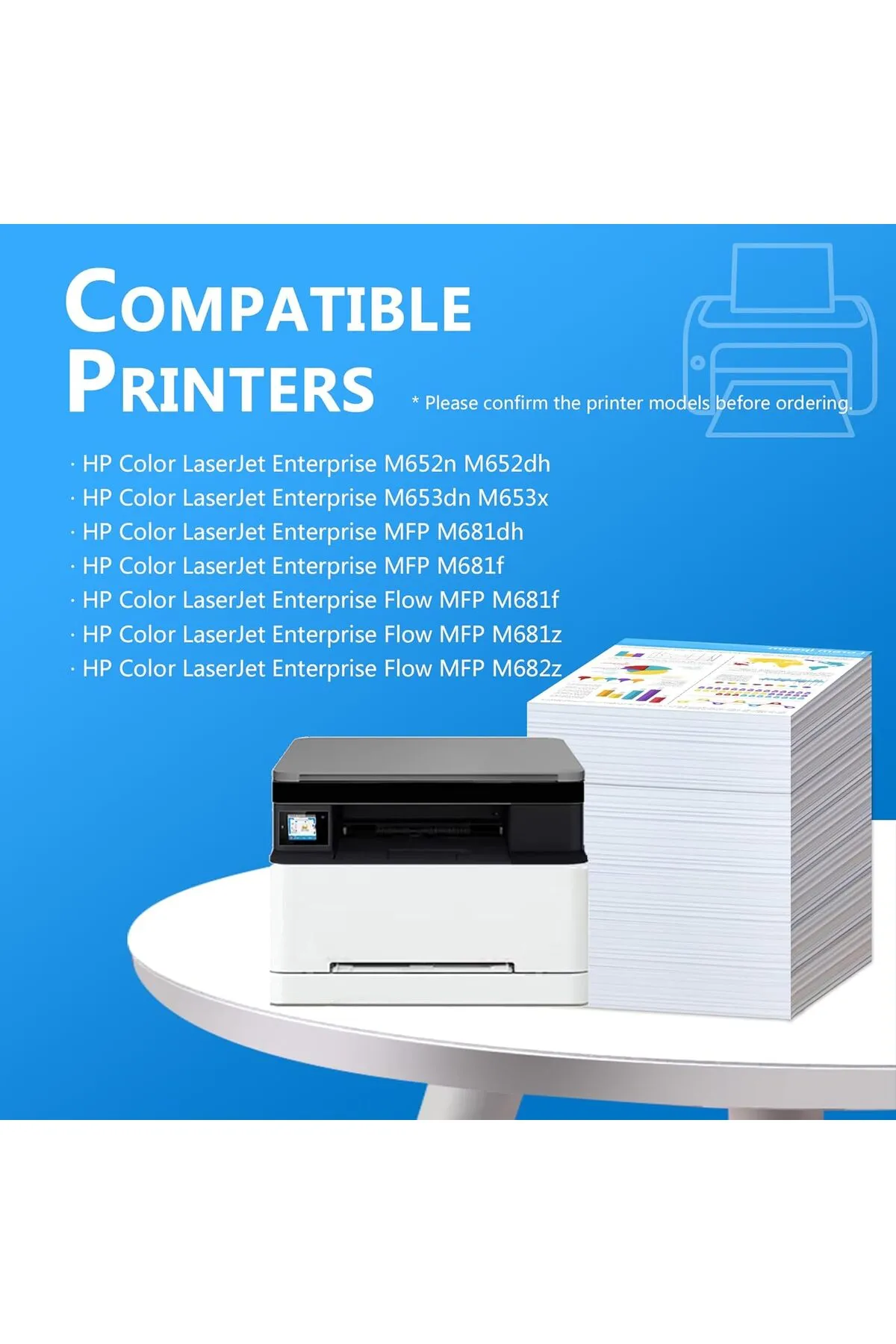 HP MUADİL CF450A CF451A CF452A CF453A 655A  MFP M681f M681z M682z M652n M653dh M653dn (4 Pack SET