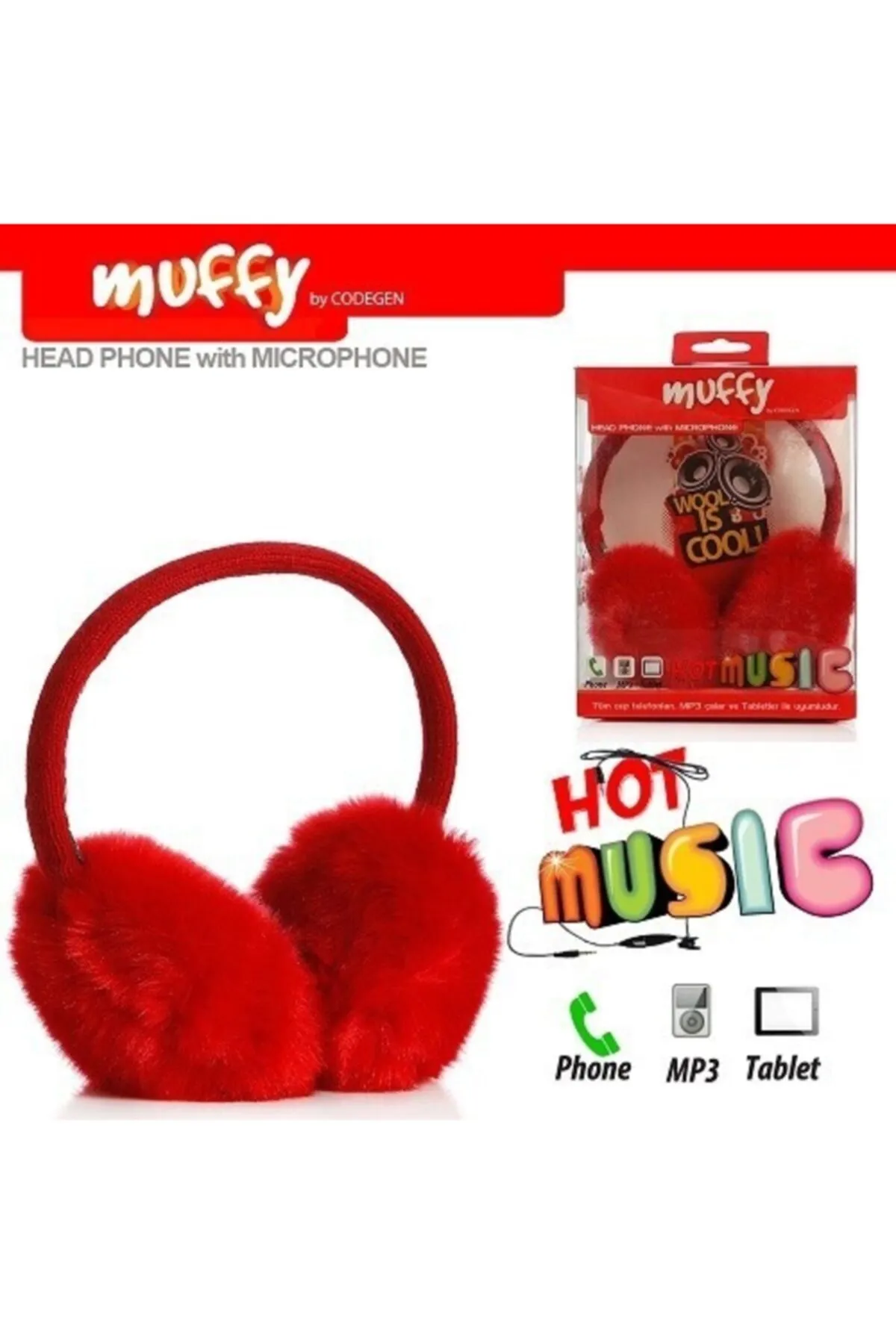 Codegen Muffy Mf-010 Mik.lu Kırmızı Peluş Kulaklık