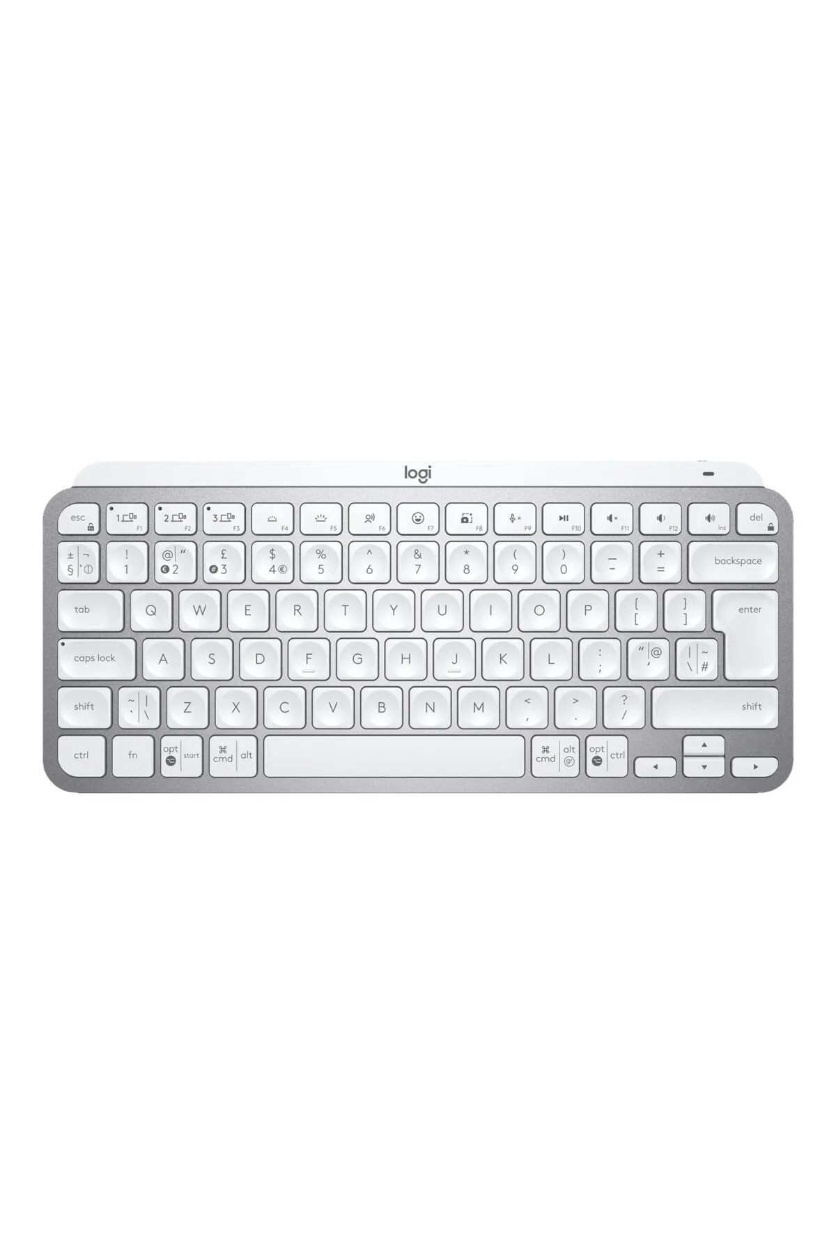 Logitech MX Keys Mini Aydınlatmalı, Bolt Alıcılı, Şarj Edilebilir, Açık Gri, Kablosuz Klavye İngilizce