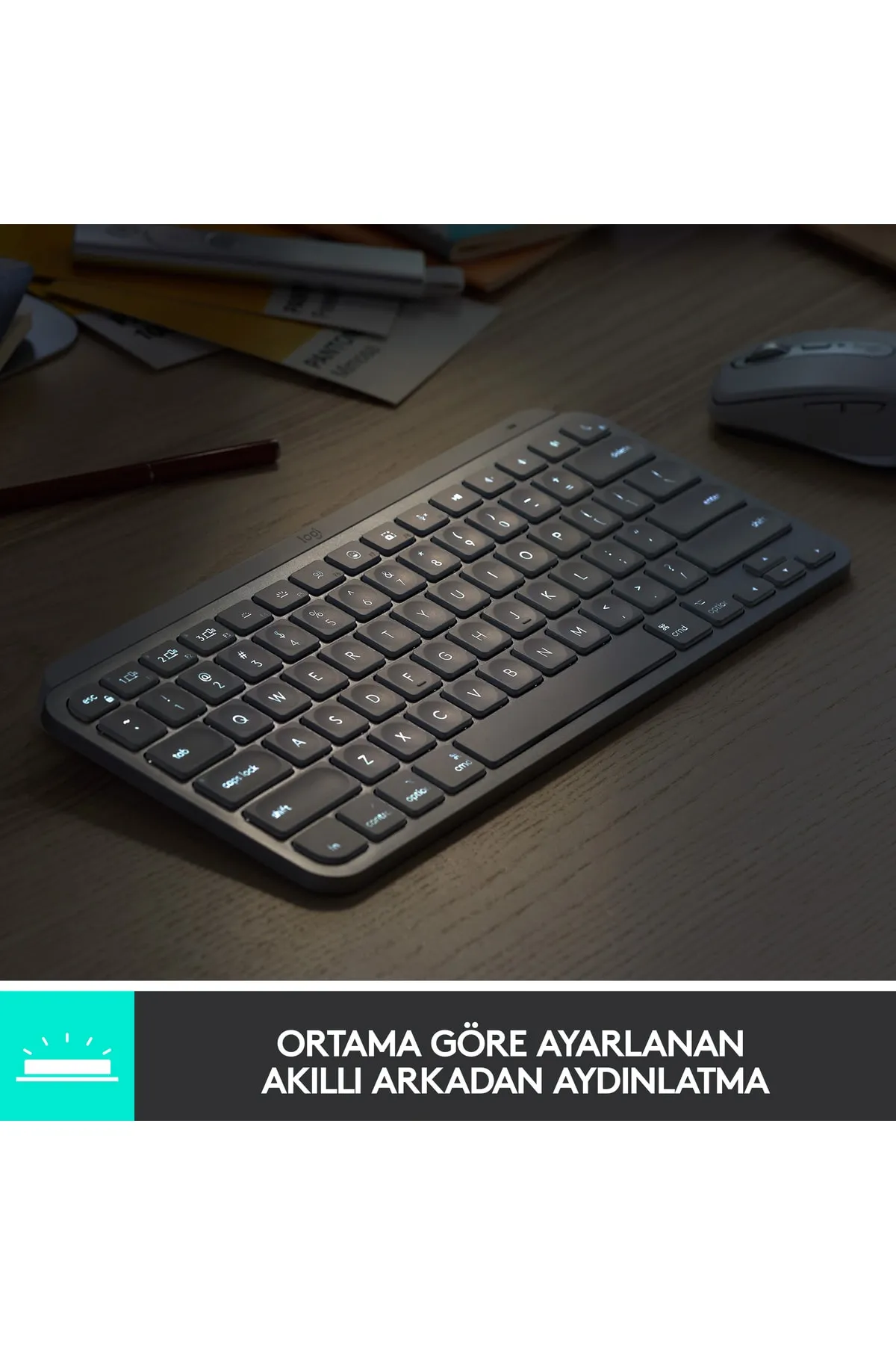 Logitech MX Keys Mini Minimalist Kablosuz Bluetooth Aydınlatmalı Türkçe Q Klavye - Siyah En Yeni 990396