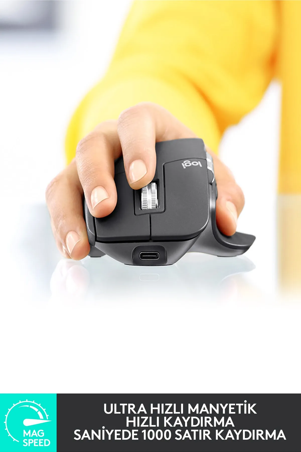 Logitech Mx Master 3s Performans 8.000 Dpı Optik Sensörlü Sessiz Kablosuz Mouse - Siyah Modern Tasarım 82