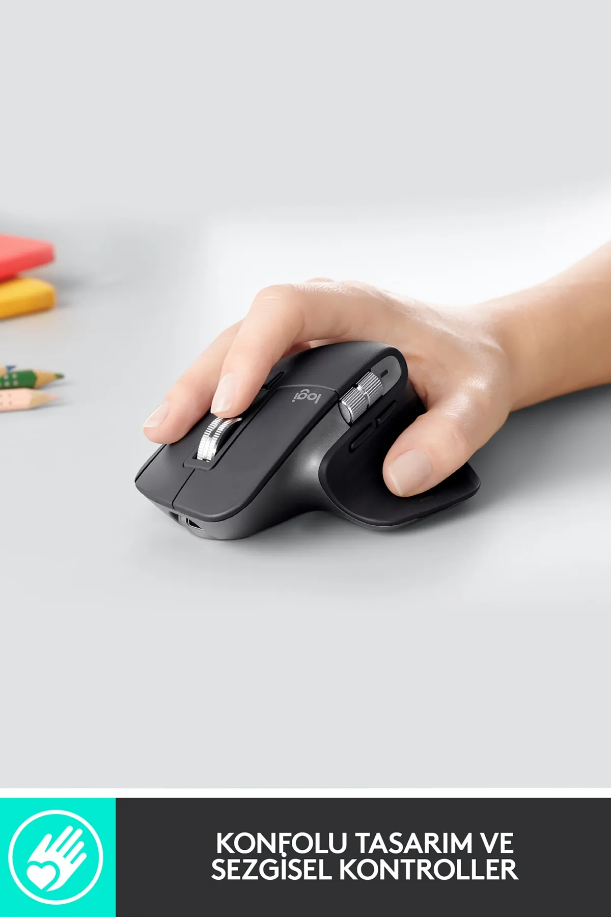 Logitech Mx Master 3s Performans 8.000 Dpı Optik Sensörlü Sessiz Kablosuz Mouse - Siyah Modern Tasarım 82