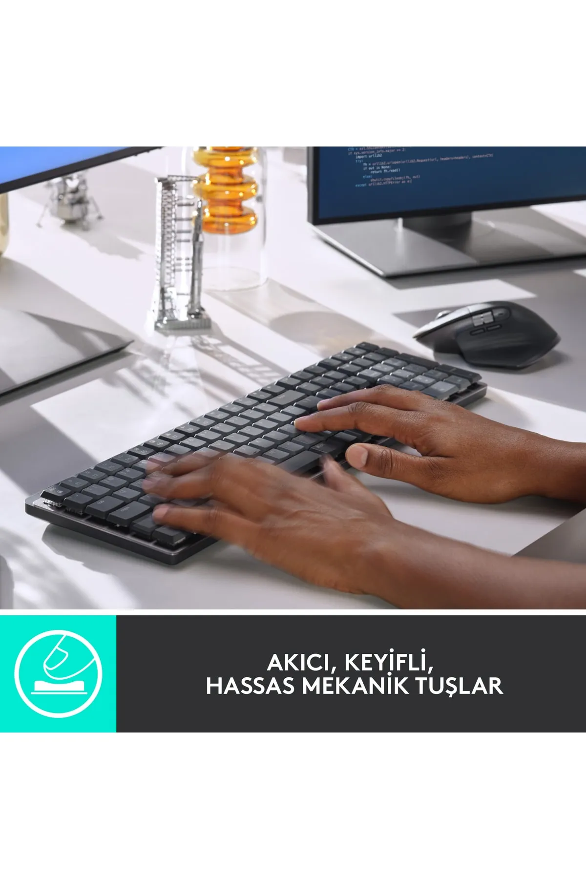 Logitech Mx Mechanical Kablosuz Aydınlatmalı Ingilizce Q Performans Klavyesi - Siyah