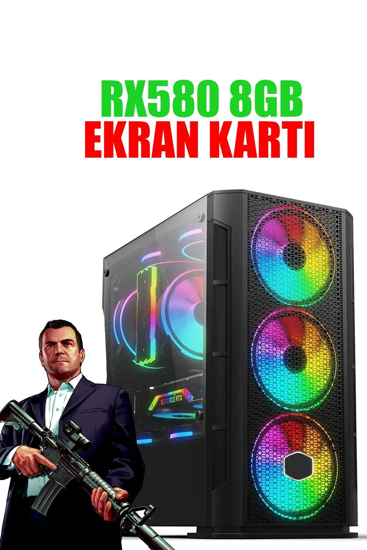 DMC N182x (PUBG,GTA 5) I5 2400 (4 ÇEKİRDEKLİ) 16gb,500gb Hdd 256gb Ssd,rx580,masaüstü Oyuncu Bilgisayarı