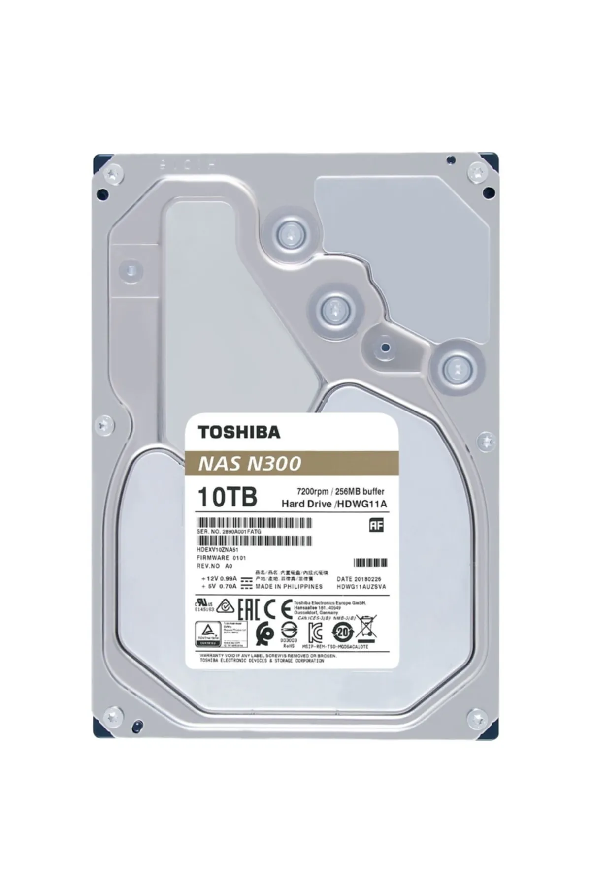 Toshiba N300 Serisi Nas Diski 10tb Hdwg11auzsva (3 YIL DİSTRİBÜTÖR GARANTİLİ) 3,5" 7200rpm 256mb