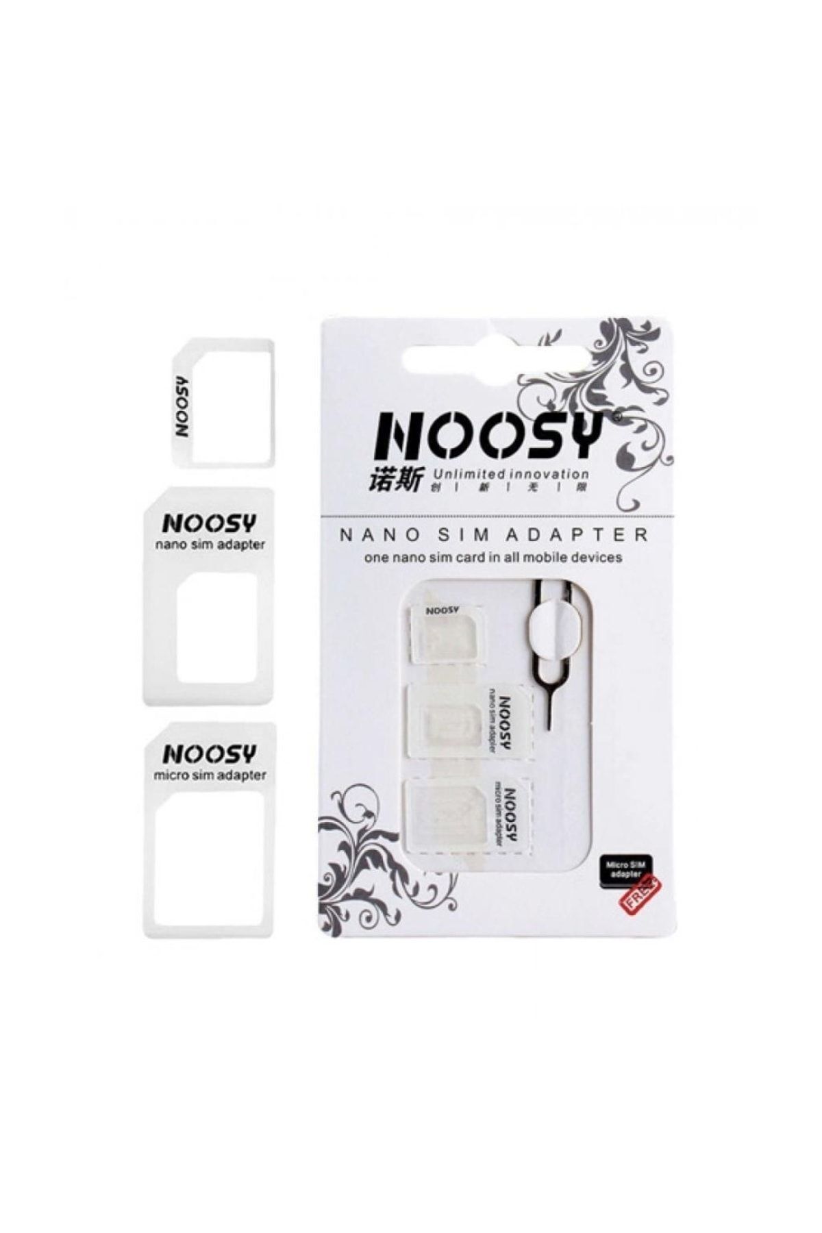 NOOSY Nano Ve Micro Sim Kart Aparatı, Dönüştürücü Sim Adaptörü 4'lü Set - Çoklu Aparat Sim Aparatı