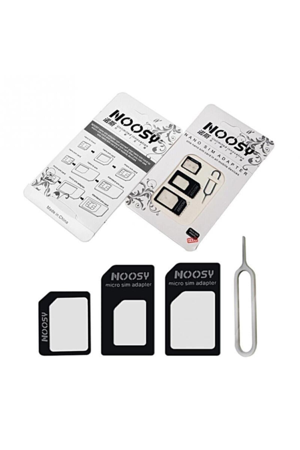 NOOSY Nano Ve Micro Sim Kart Aparatı, Dönüştürücü Sim Adaptörü 4'lü Set - Çoklu Aparat Sim Aparatı