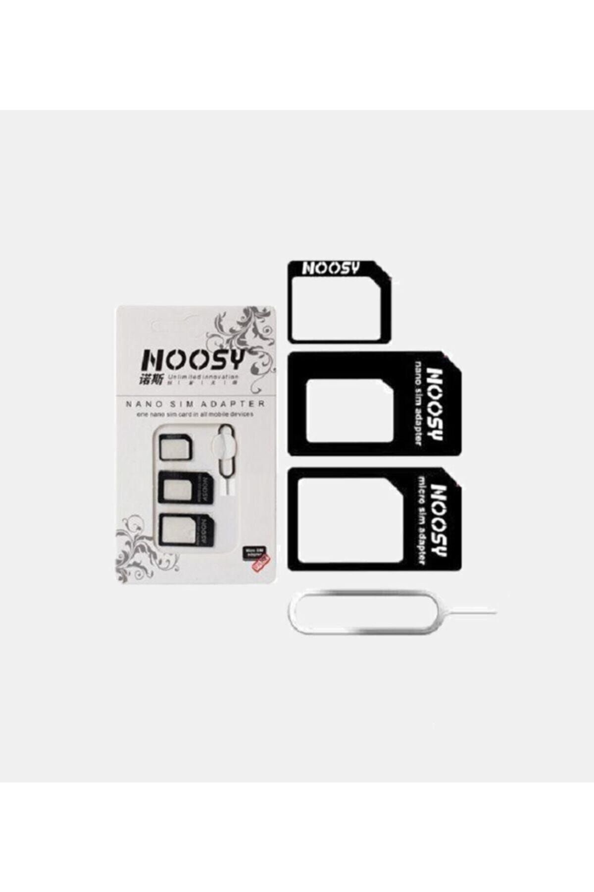 NOOSY Nano Ve Micro Sim Kart Aparatı, Dönüştürücü Sim Adaptörü 4'lü Set - Çoklu Aparat Sim Aparatı