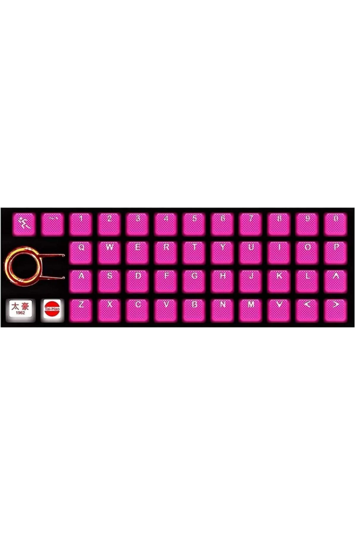 Tai-Hao Neon Pembe Rubber Gaming Aydınlatmalı Keycaps Set - 42 Keys Rubberized Doubleshot  Oyuncu Klavyesi