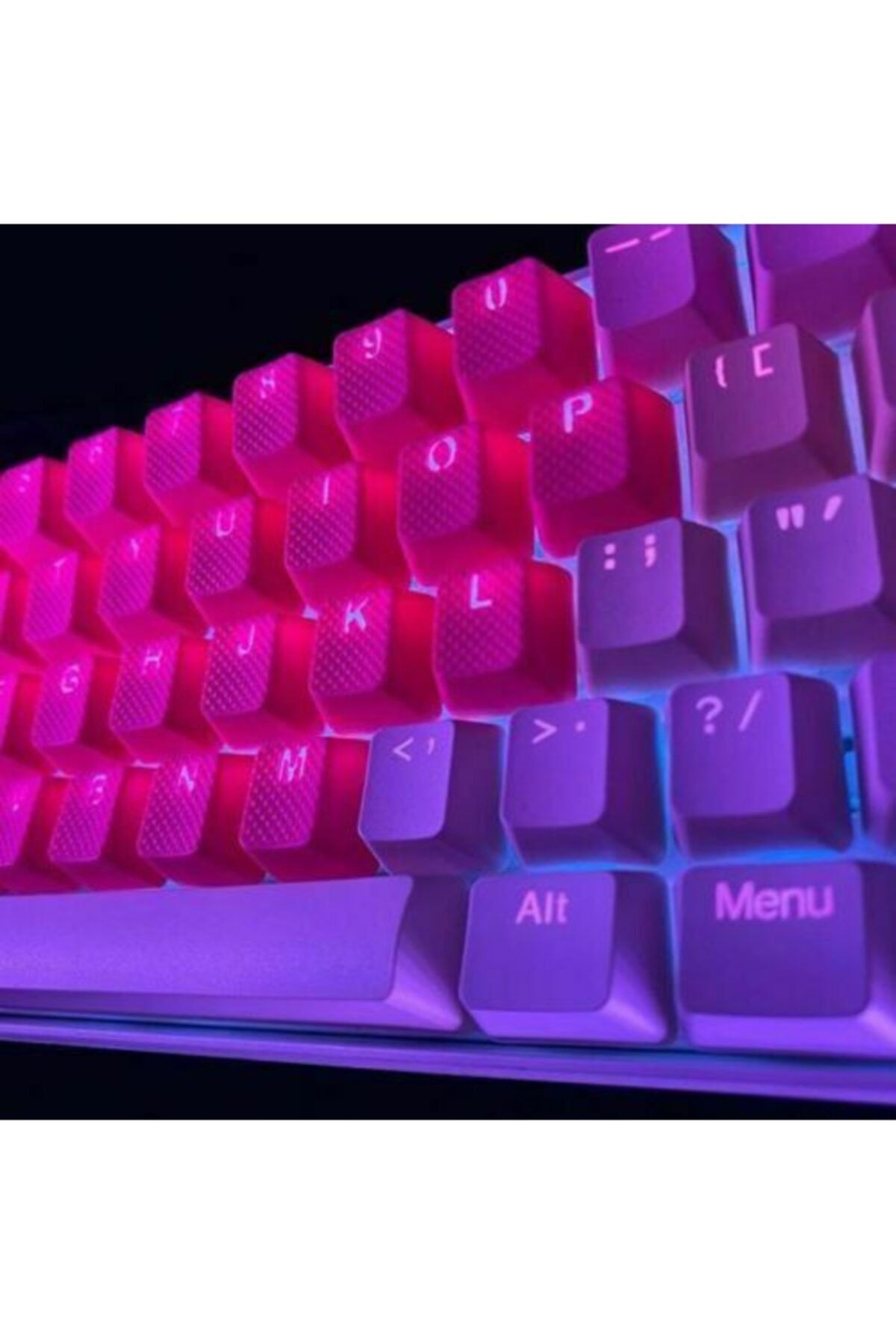 Tai-Hao Neon Pembe Rubber Gaming Aydınlatmalı Keycaps Set - 42 Keys Rubberized Doubleshot  Oyuncu Klavyesi