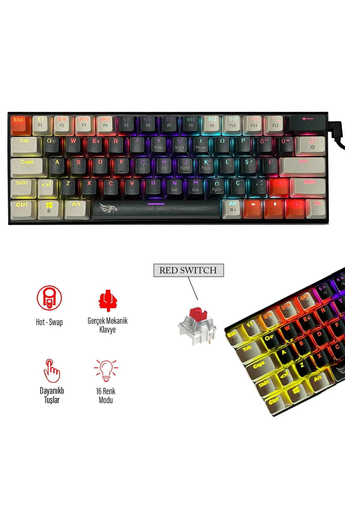 gameagle Neopulse Mk-63x1abr Mekanik Işıklı Red Switch Gamer Oyuncu Klavye