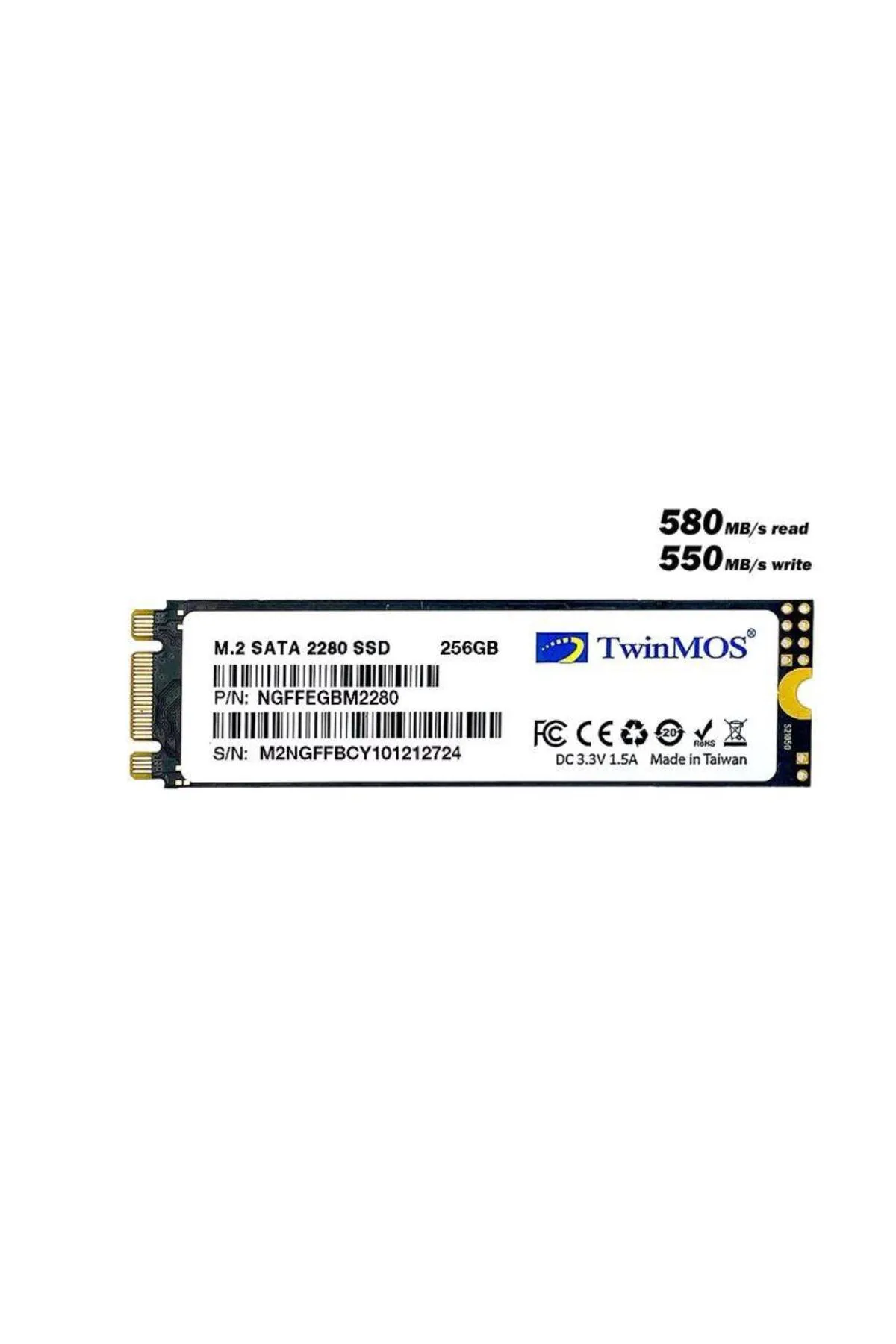 TwinMOS NGFFEGBM2280 M.2 256GB (580/550MB/s) PCIe SATA (3D NAND) SSD Disk (22x80MM)