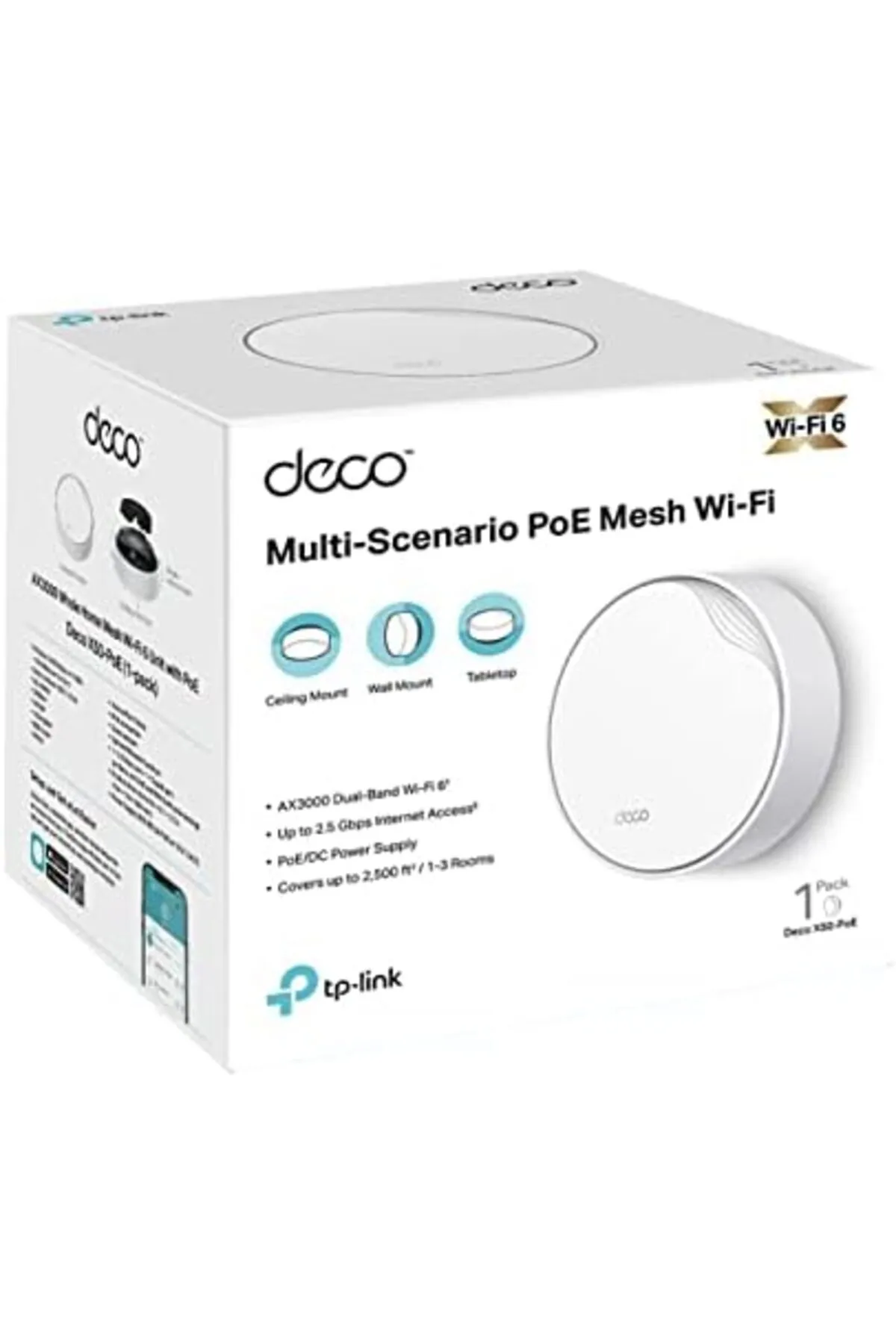 STOREMAX Niffa Shop Deco X50-PoE(1-pack), AX3000 Mbps, PoE Destekli, Dual-Band, 2,5Gbps Ethernet Portu, 150 C