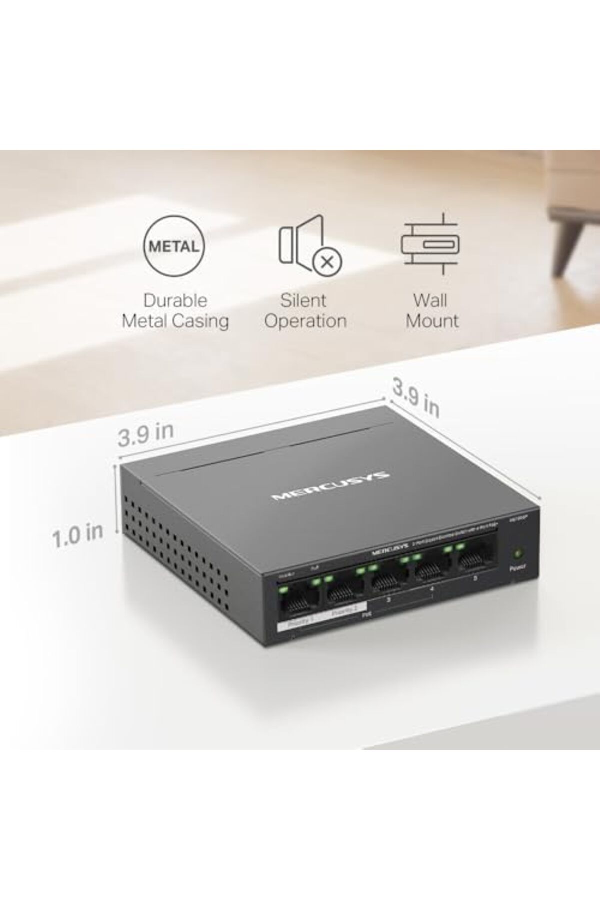 STOREMAX Niffa Shop MS105, 5-Port Gigabit Desktop Switch with 4-Port PoE+ Nhl 1051353