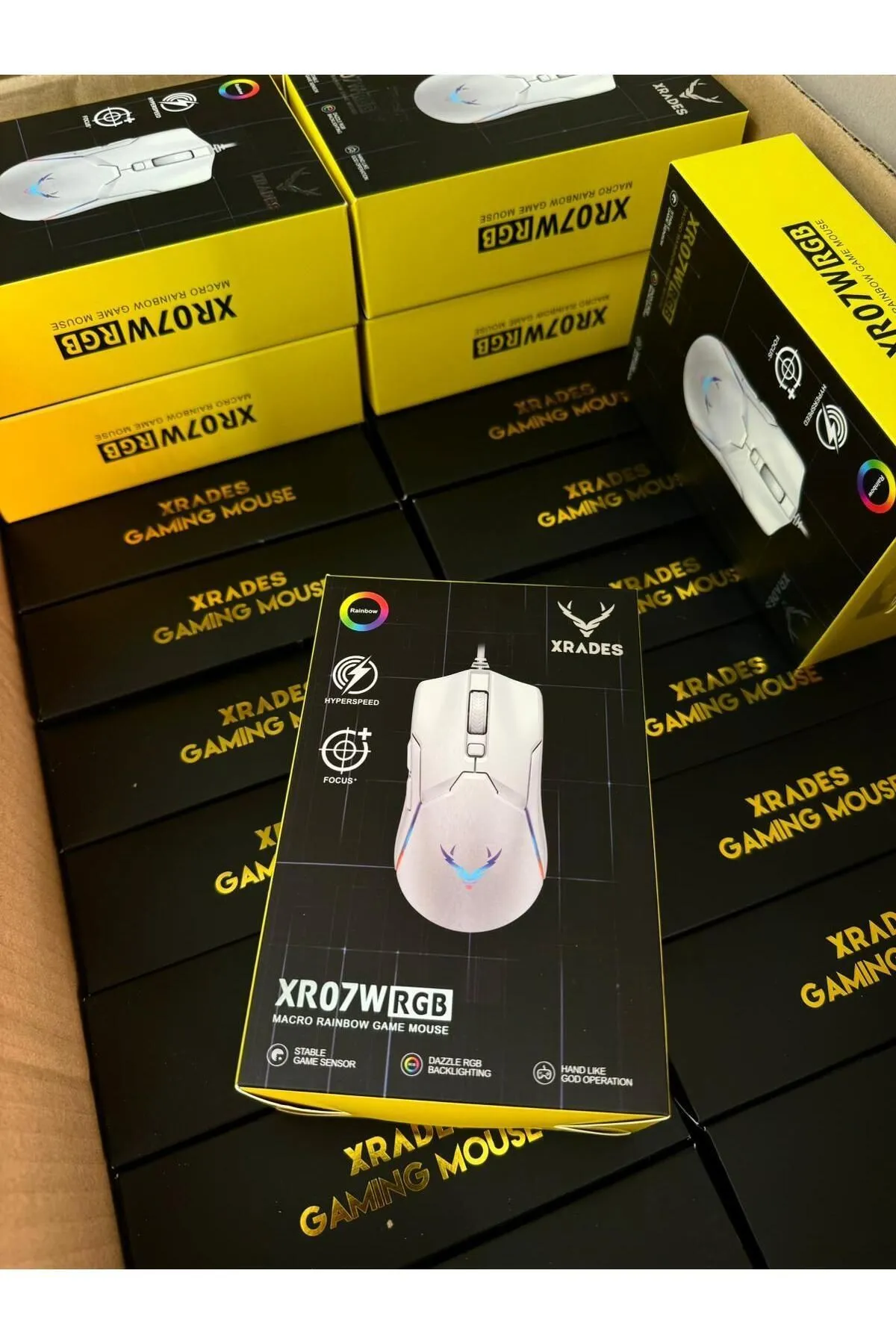 Xrades Night XR07 Beyaz Rgb Gaming Mouse 12800 Dpı 8 Tuşlu Drag Click Makrolu