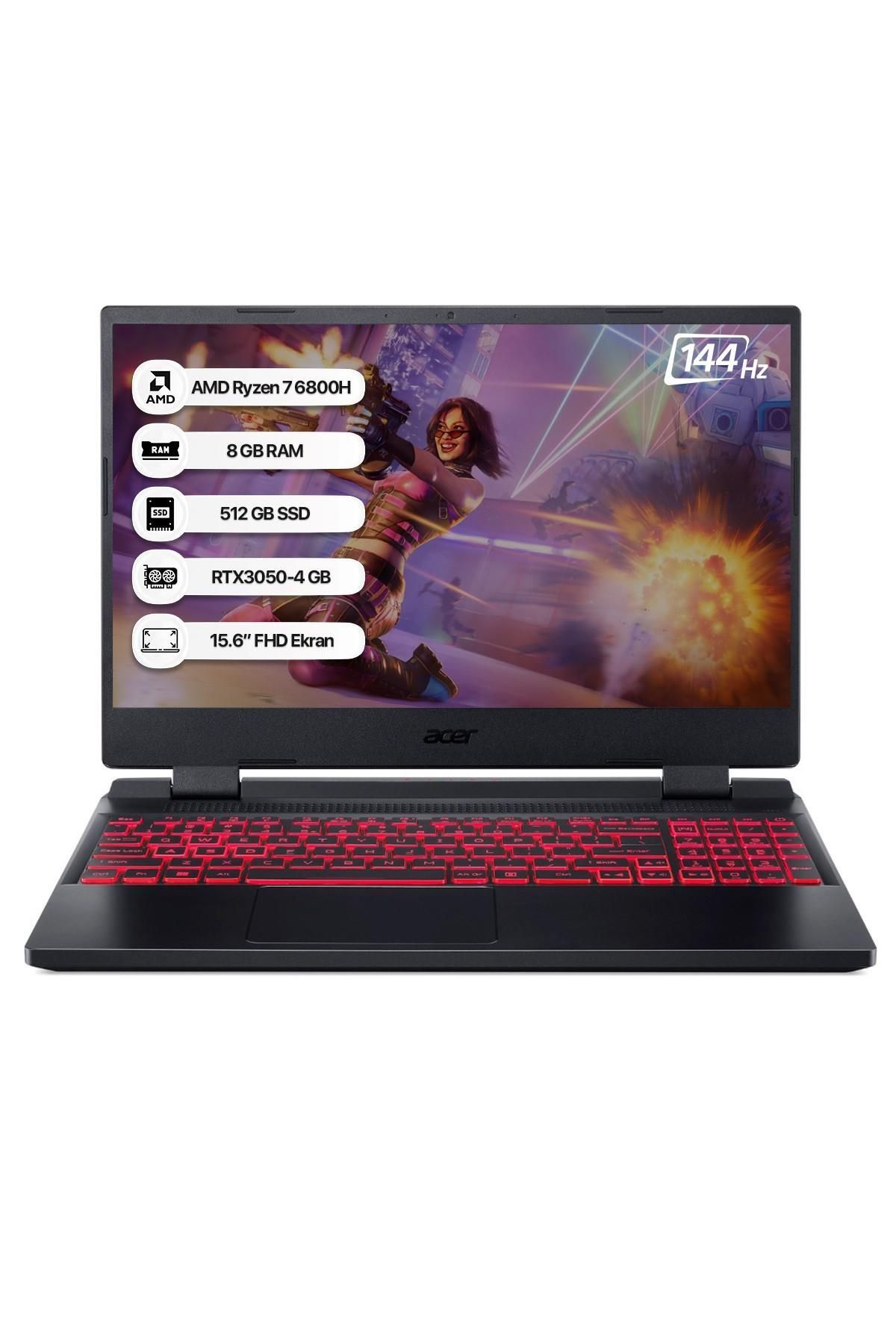 Acer Nitro 5 An515-46 Amd Ryzen 7 6800h 8gb 512gb Ssd Rtx3050 Freedos 15.6" Fhd Taşınabilir Bilgisay