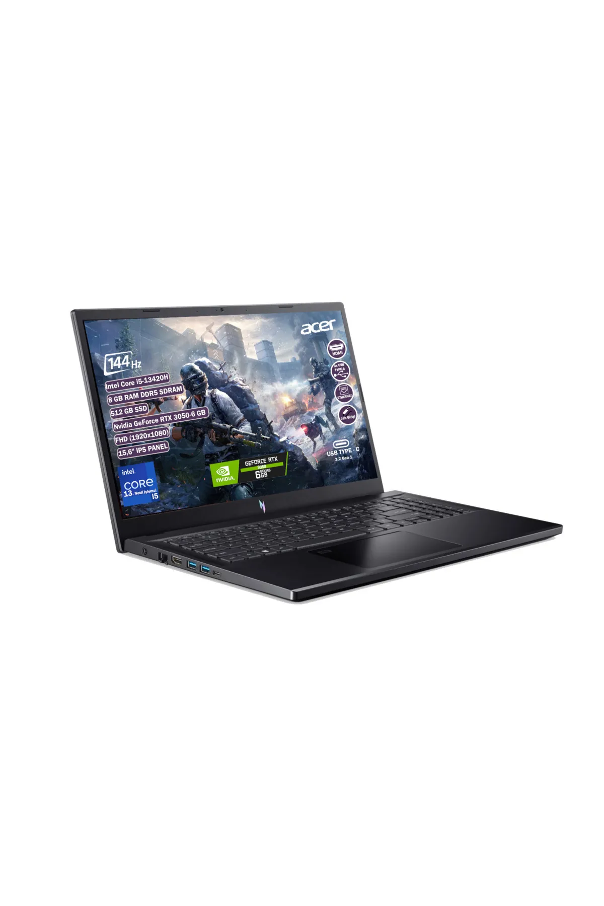 Acer Nitro Core i5 13420H 8GB 512GB SSD RTX 3050 Freedos 15.6" FHD Notebook NH.QNCEY.001