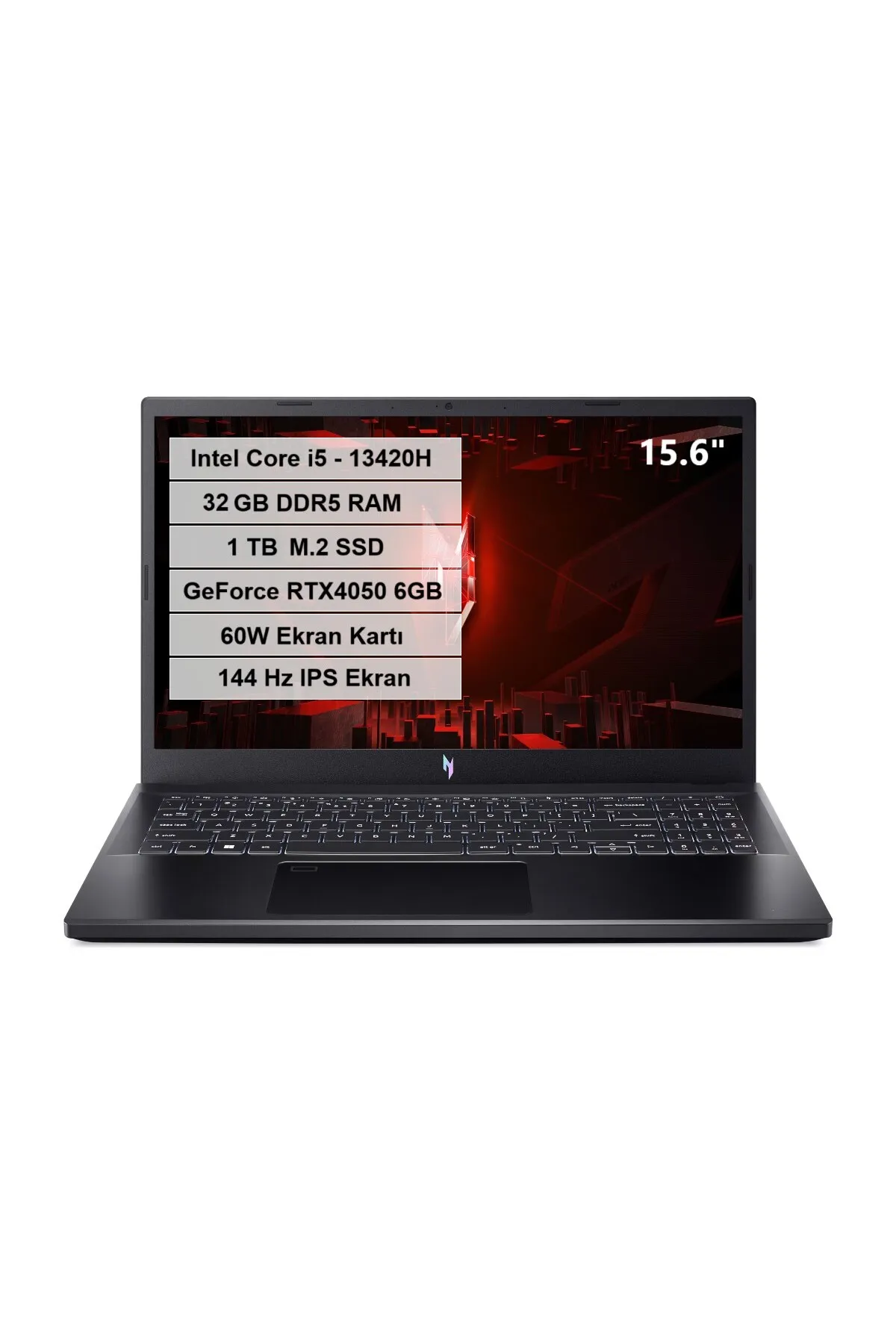 Acer Nitro V 15 Intel Core i5 13420H 32GB DDR5 RAM 1TB M.2 SSD RTX 4050-6GB FreeDos 15.6" FHD IPS