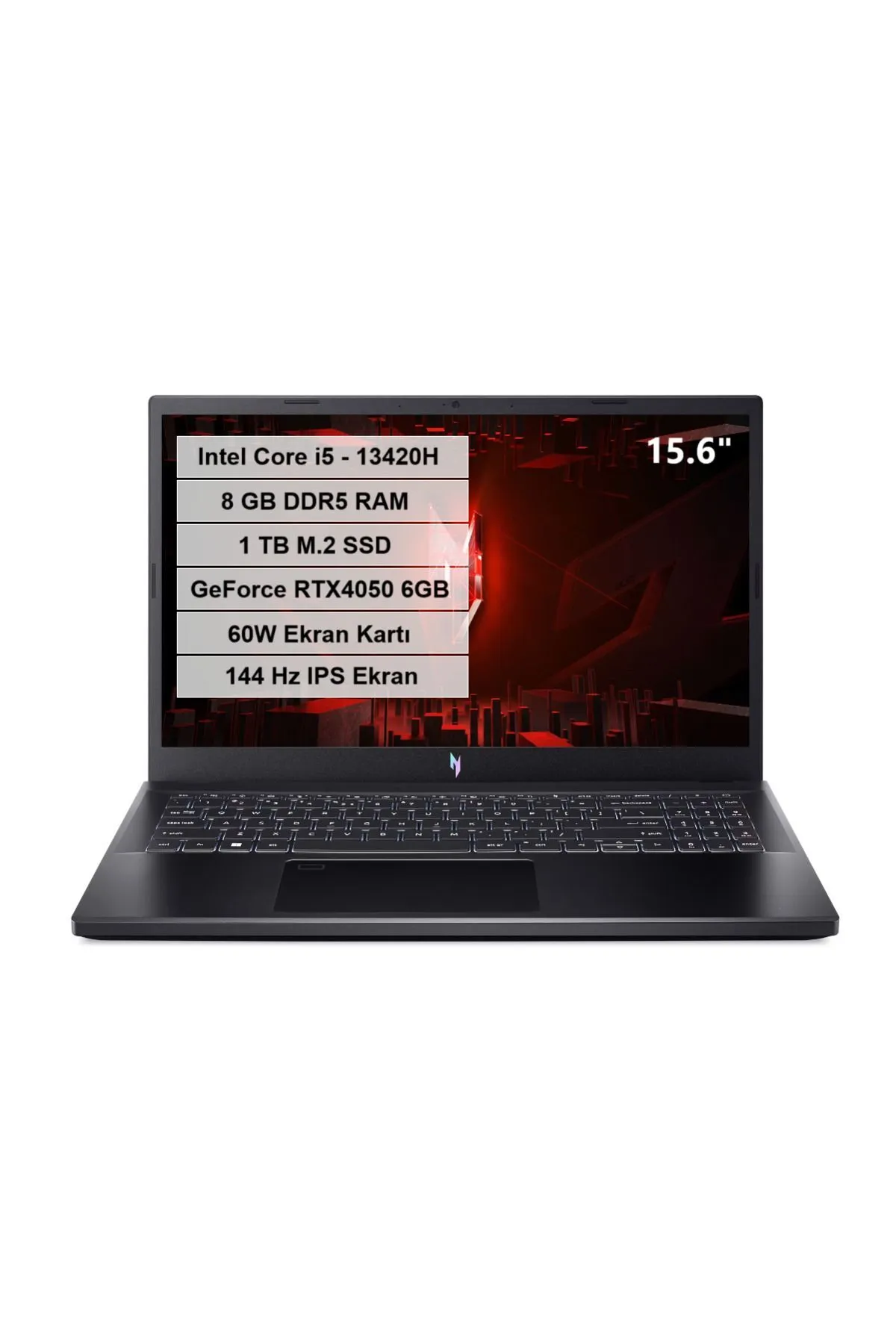 Acer Nitro V 15 Intel Core i5 13420H 8GB DDR5 RAM 1TB M.2 SSD RTX4050-6GB FreeDos 15.6" FHD IPS