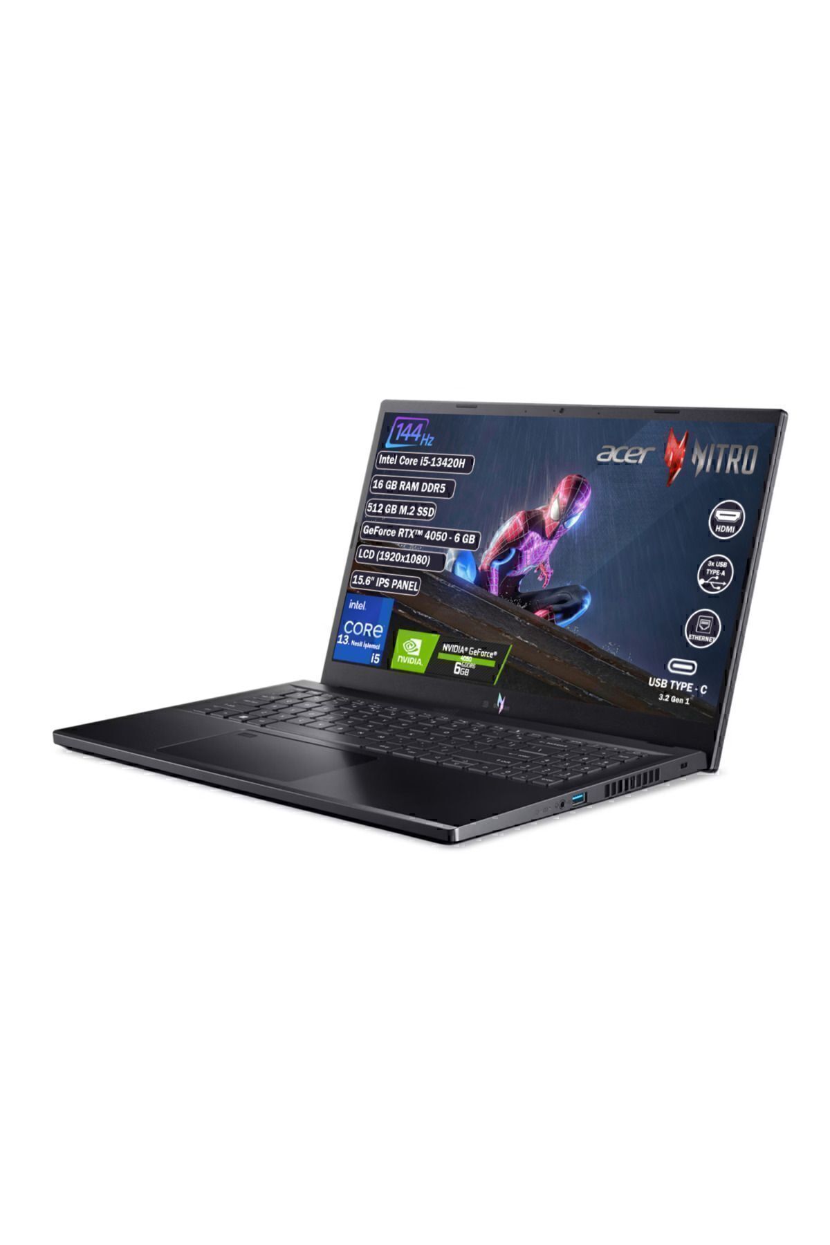 Acer Nitro V15 ANV15-51-57XV i5-13420H 16GB 512GB SSD RTX4050 Freedos 15.6" FHD NH.QNBEY.004