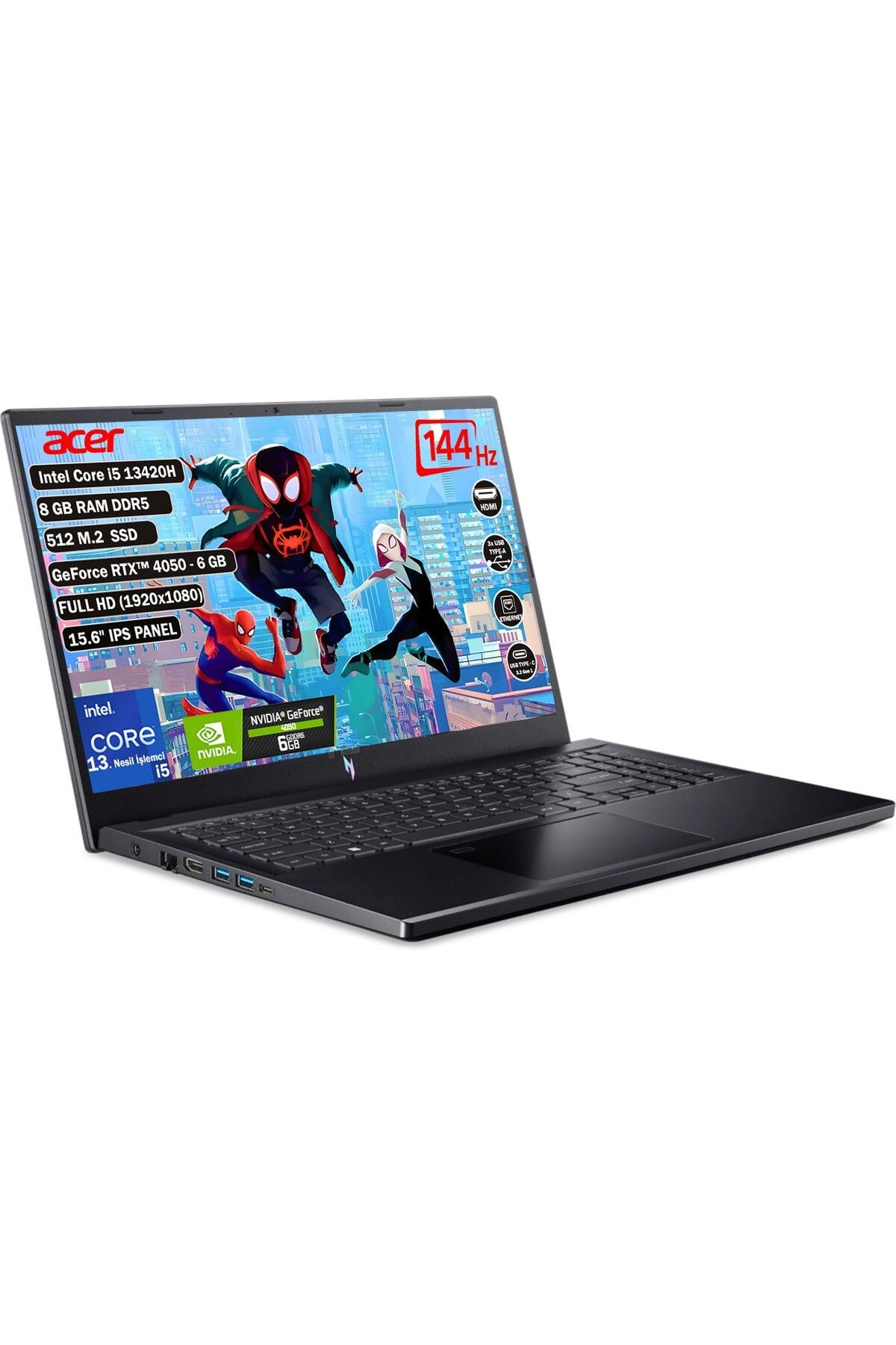 Acer Nitro V15 ANV15-51S4 NH.QNBEY.001 I5-13420H 8gb 512SSD RTX4050 15.6" FHD Fdos T. Bilgisayar