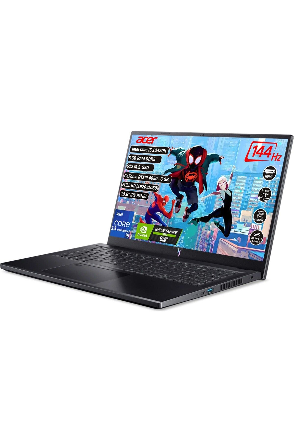 Acer Nitro V15 ANV15-51S4 NH.QNBEY.001 I5-13420H 8gb 512SSD RTX4050 15.6" FHD Fdos T. Bilgisayar