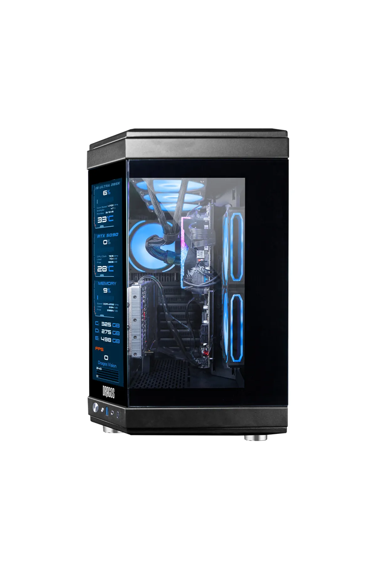 Dragos North Evo Vision LCD Ekran 7x ARGB Fan Type C ATX Mid Tower Gaming Kasa Siyah