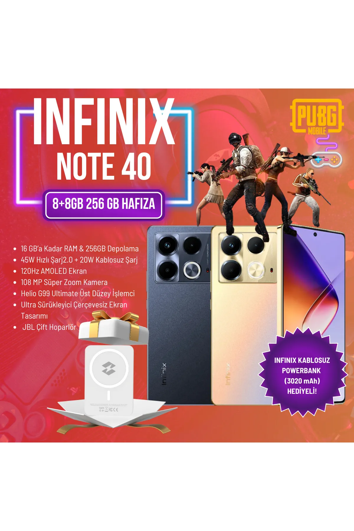 Infinix Note 40 8 Gb 8 Gb Ram 256 Gb Cep Telefonu ( Türkiye Garantili)