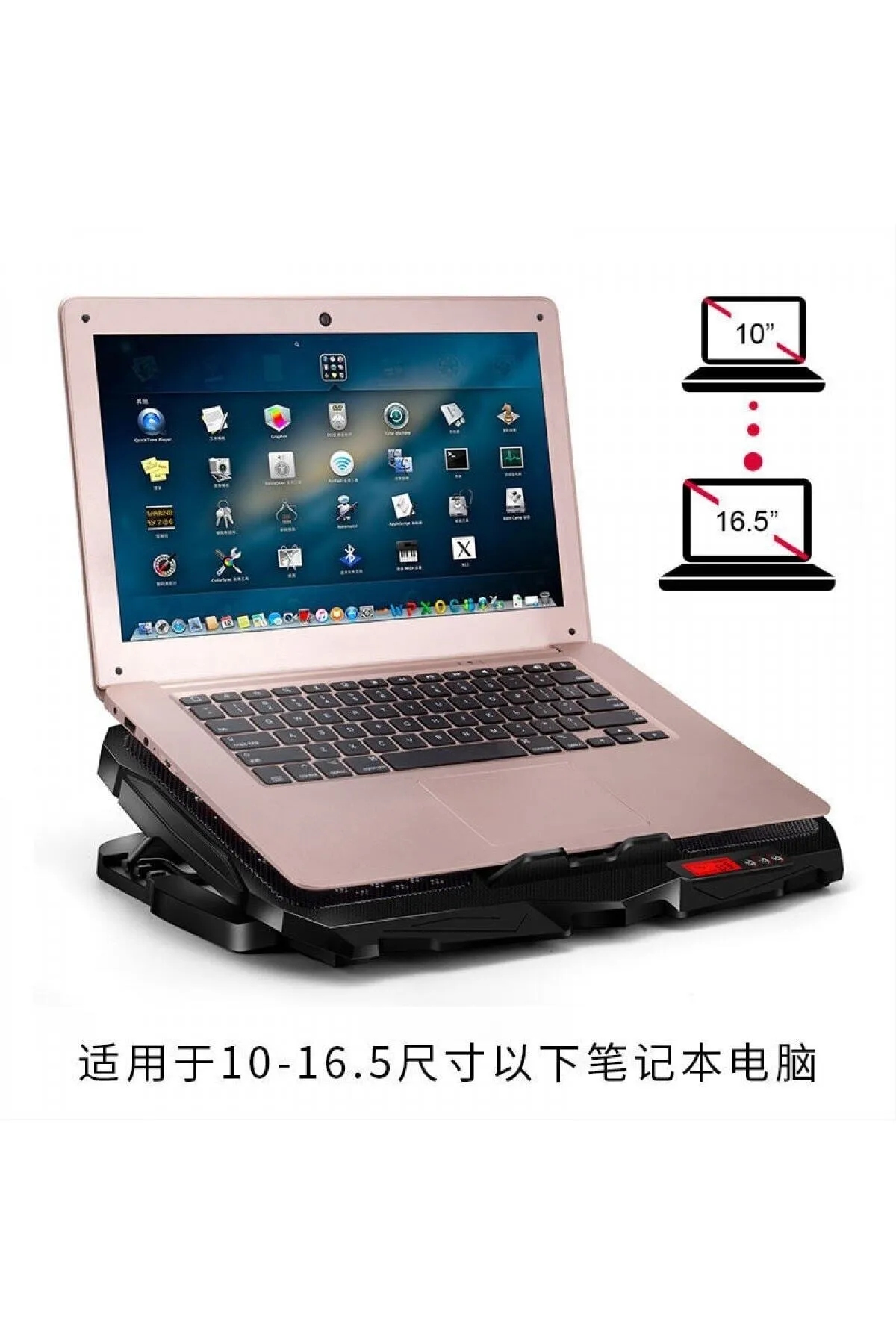 teknosepetim Notebook Laptop Macbook Soğutucu Fanlı Stand Mavi Lcd Ekranlı 6 Kademeli 17 Inc 4 Fanlı