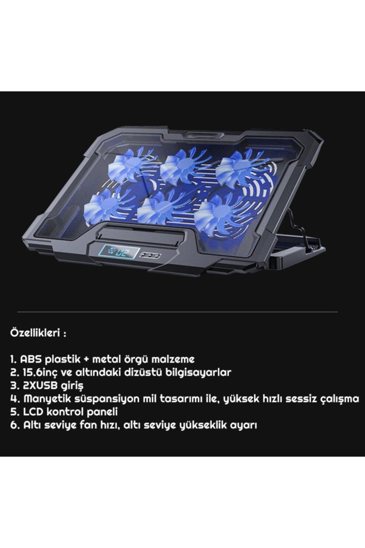 Exeo Notebook Soğutucu Fan Lcd Ekranlı 6fan Gaming Laptop Stand