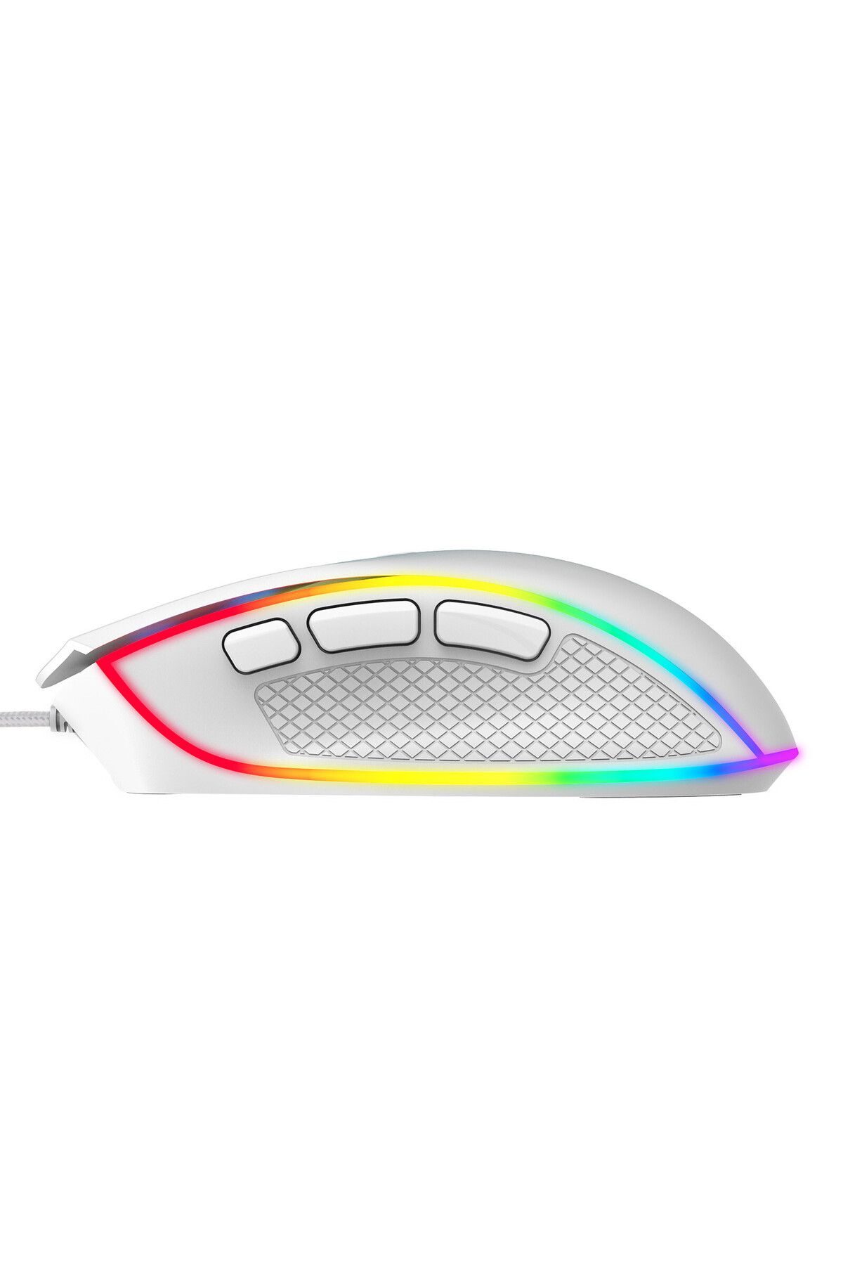 Claws Nova V1 12800 Dpi Wide RGB Özel ABS Doku Reflex Örgü Kablolu Fire Butonlu Gaming Mouse Beyaz