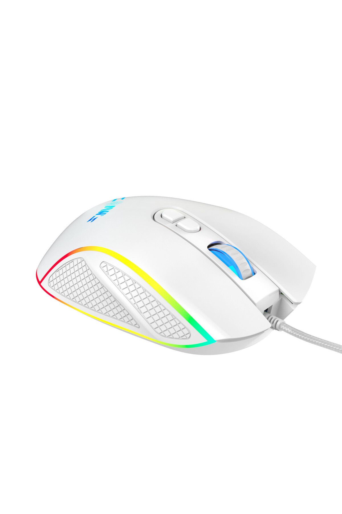 Claws Nova V1 12800 Dpi Wide RGB Özel ABS Doku Reflex Örgü Kablolu Fire Butonlu Gaming Mouse Beyaz