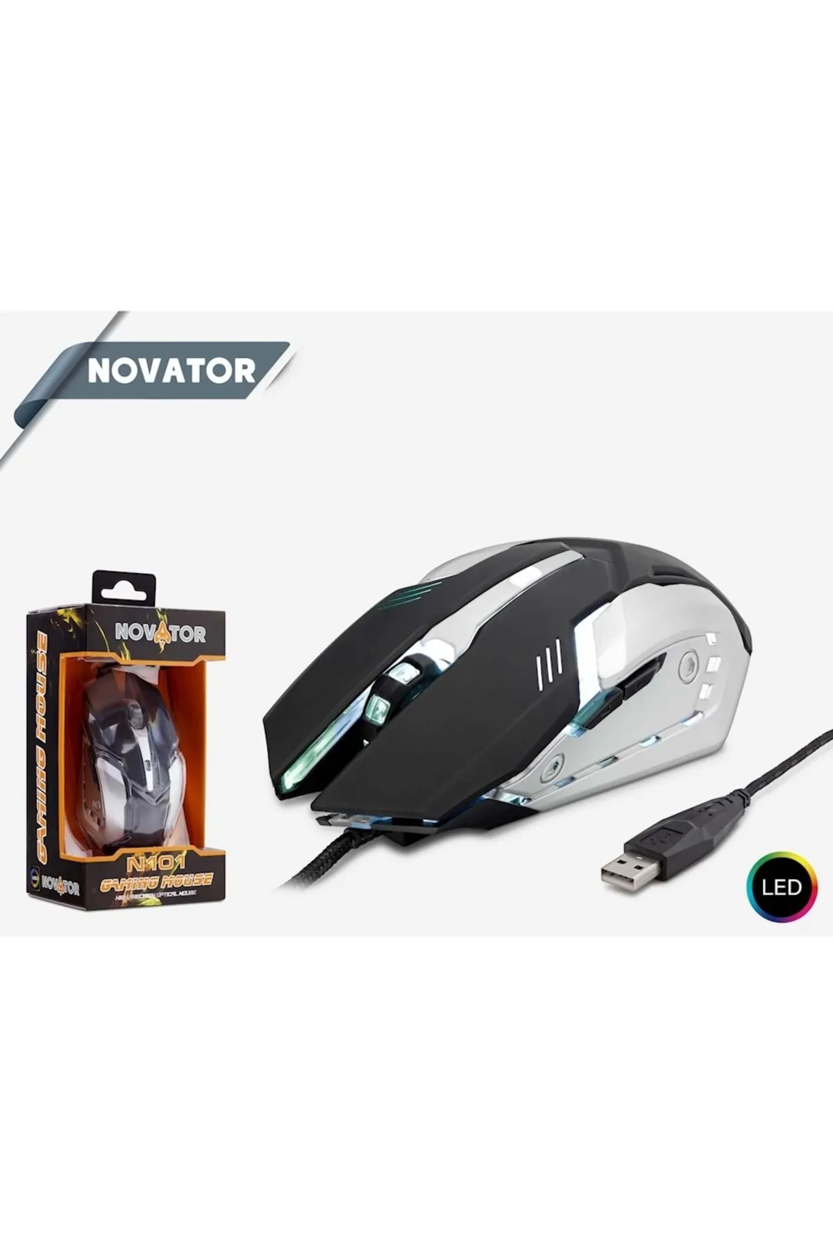 Hadron Novator N101/50 Oyun Mouse Ledli Game Mouse 800/1200/1600/3200 Ayarlanabilir Dpı