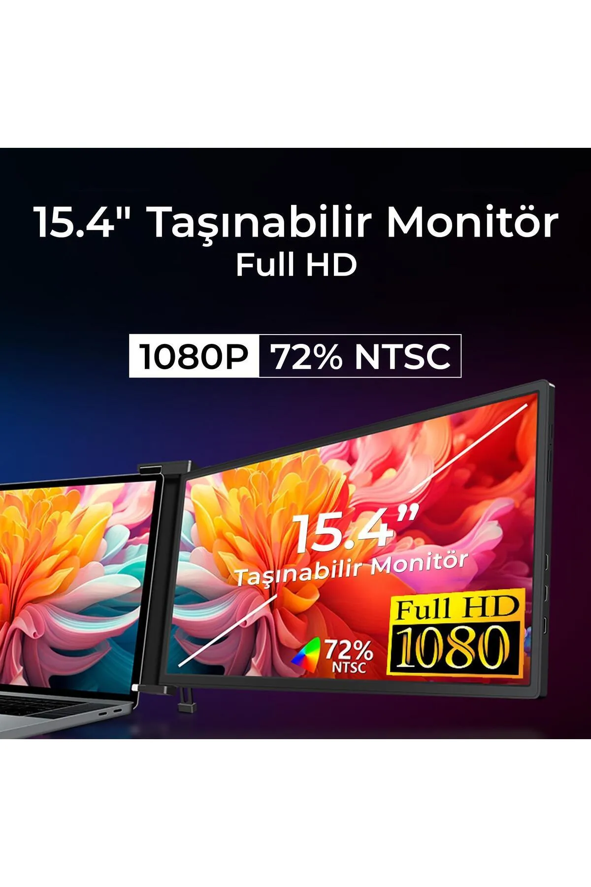 NPO Npm3 15.4" 1080p Fhd Ips Type-c Taşınabilir Dizüstü Tek Monitör Çoklayıcı Notebook Monitör