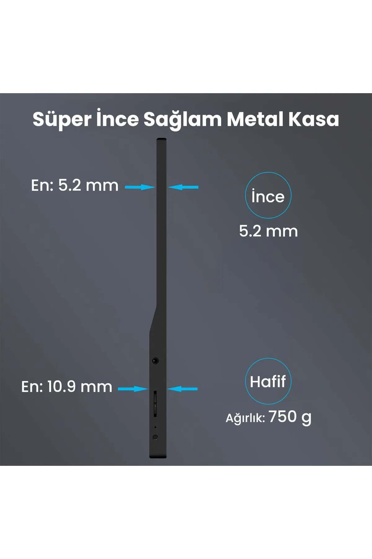 NPO NPM6 15.6" IPS FHD 5ms 60Hz Type-C Telefon ve Oyun Konsolu Uyumlu Metal Kasa Taşınabilir Monitör