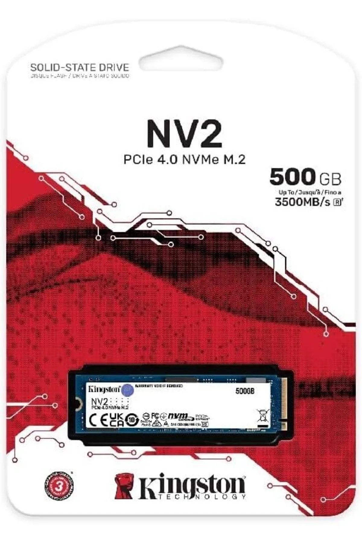 Kingston Nv2 Snv2s/500g 500gb 3500/2100mb/s Pcıe Nvme M.2 Ssd Disk