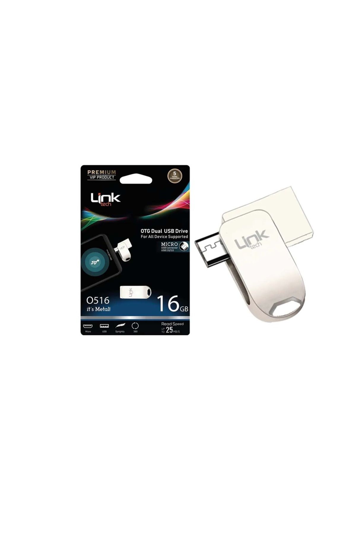 LinkTech O516 Premium Dual 16GB Micro USB OTG Flash Bellek