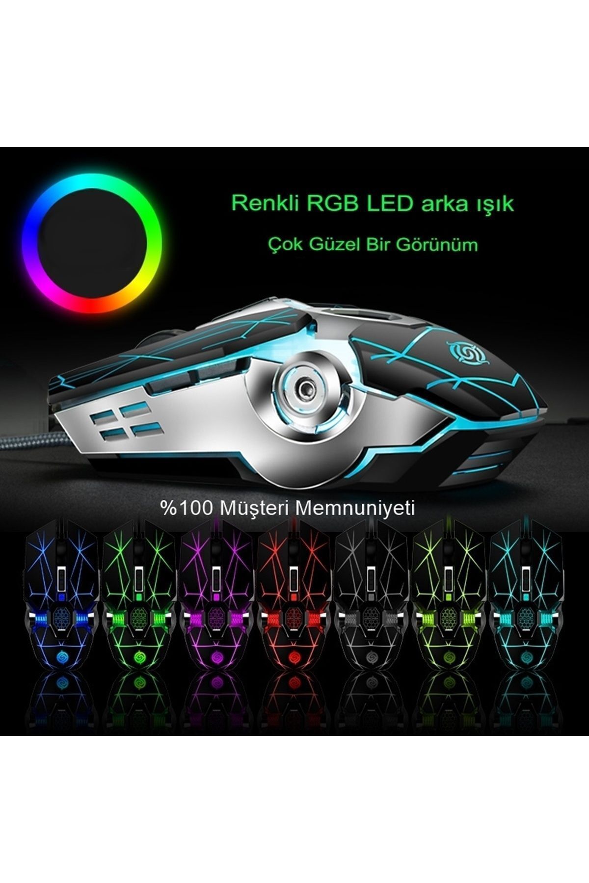 Reidan omx Rgb Mouse Işıklı 7200 Dpi Gaming Mouse Oyuncu Mouse Makrolu Mouse gextrx 976748