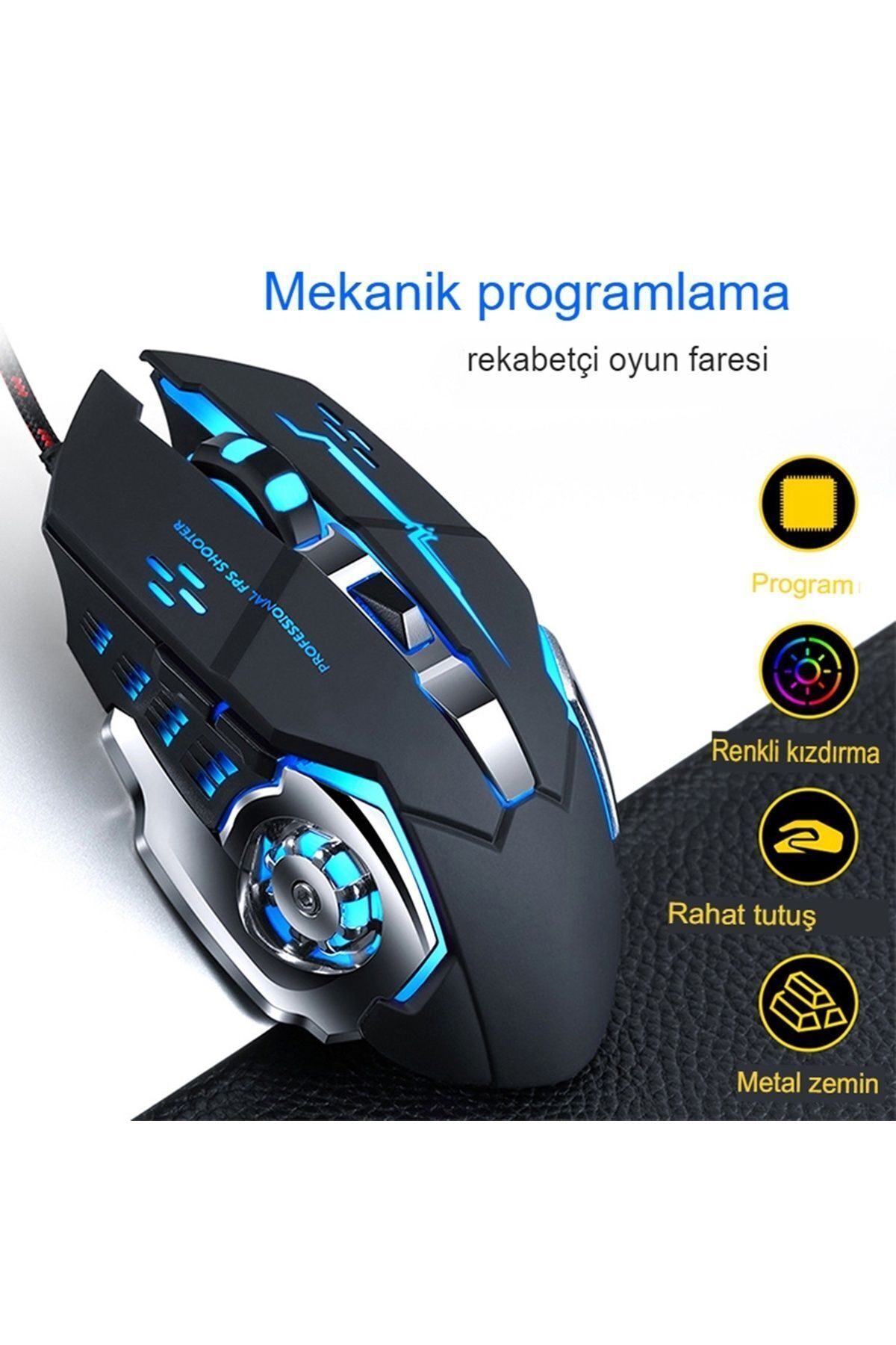 Reidan omx Rgb Mouse Işıklı 7200 Dpi Gaming Mouse Oyuncu Mouse Makrolu Mouse gextrx 976748