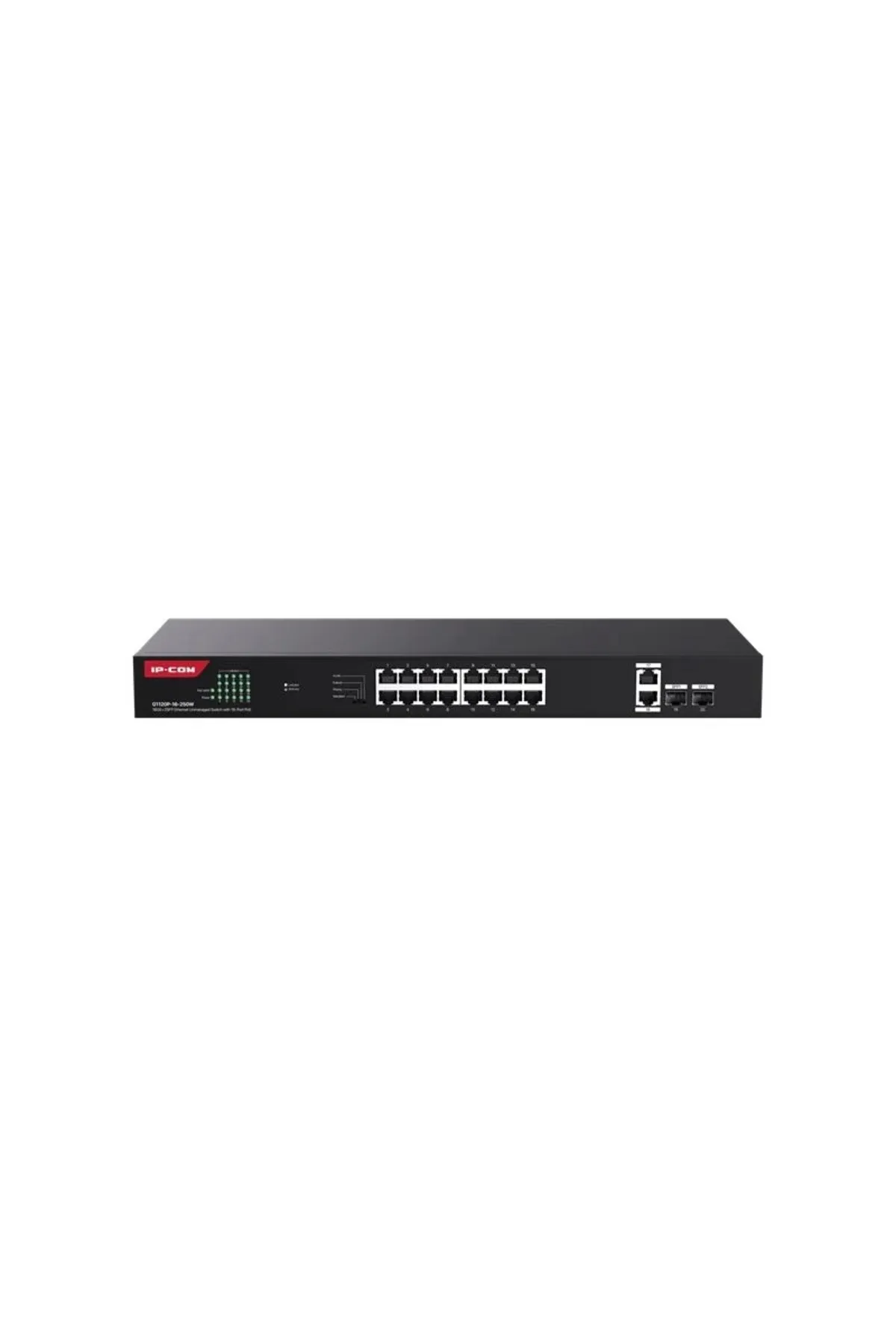 IP-COM Ontech - G1120p-16-250w 16 Port Gıgabıt 2xgb Rj45/sfp Uplınk 230w Poe Rackmount Swıtch